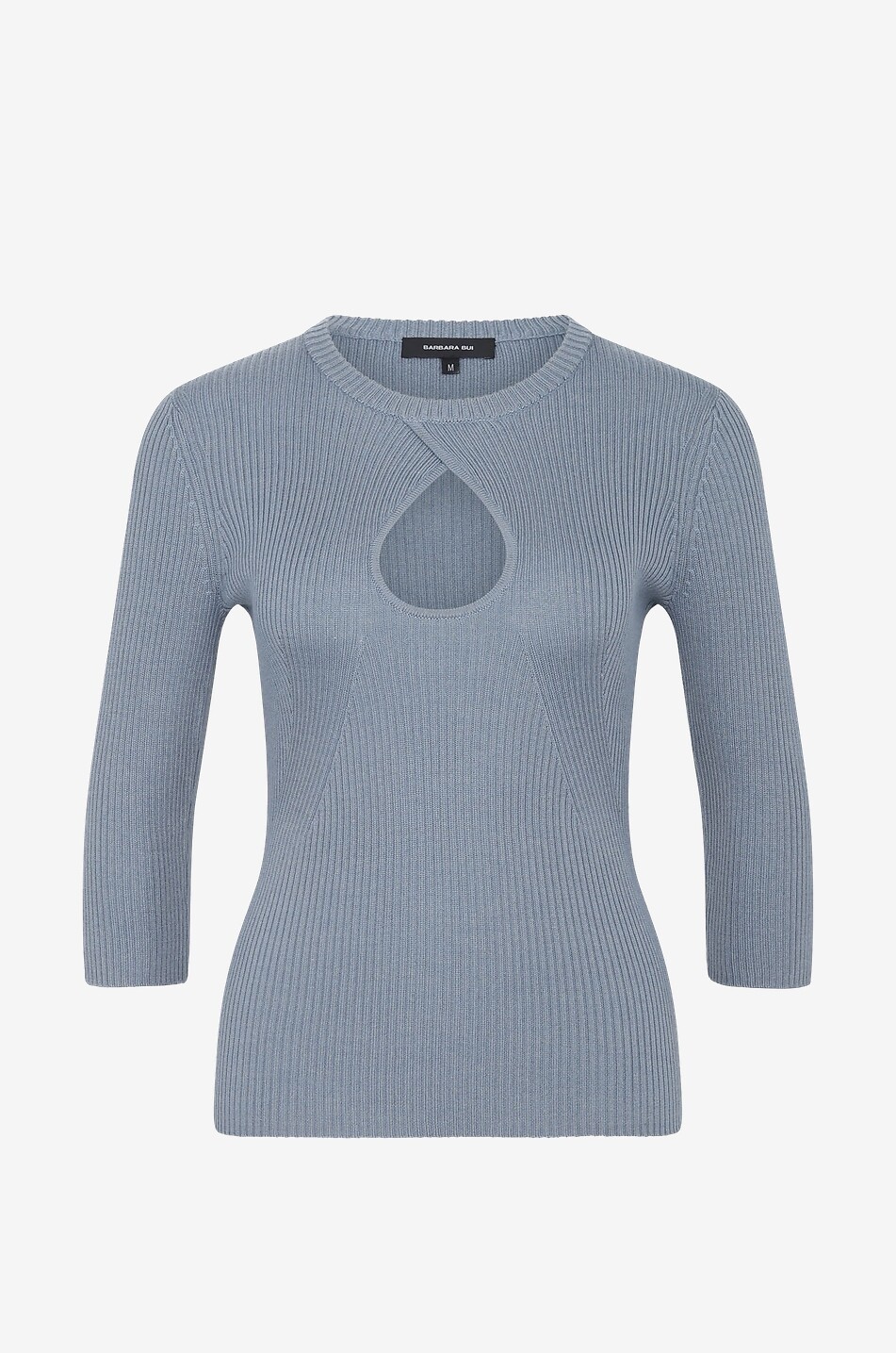 Schmaler Woll- und Seiden-Rippstrickpullover mit Tropfenausschnitt