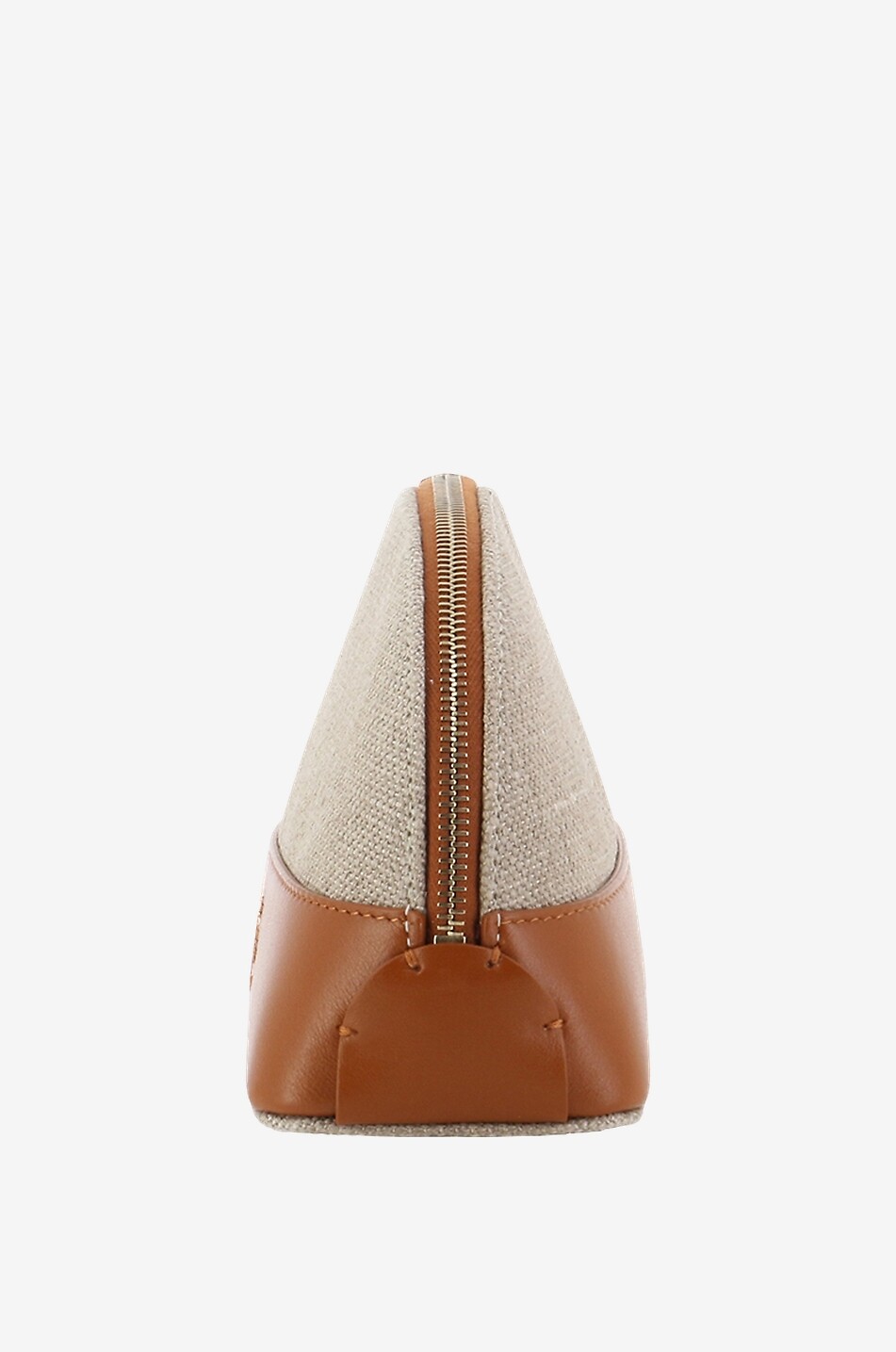 CHLOE Chloé Sense linen and leather make-up pouch Women BROWN 4