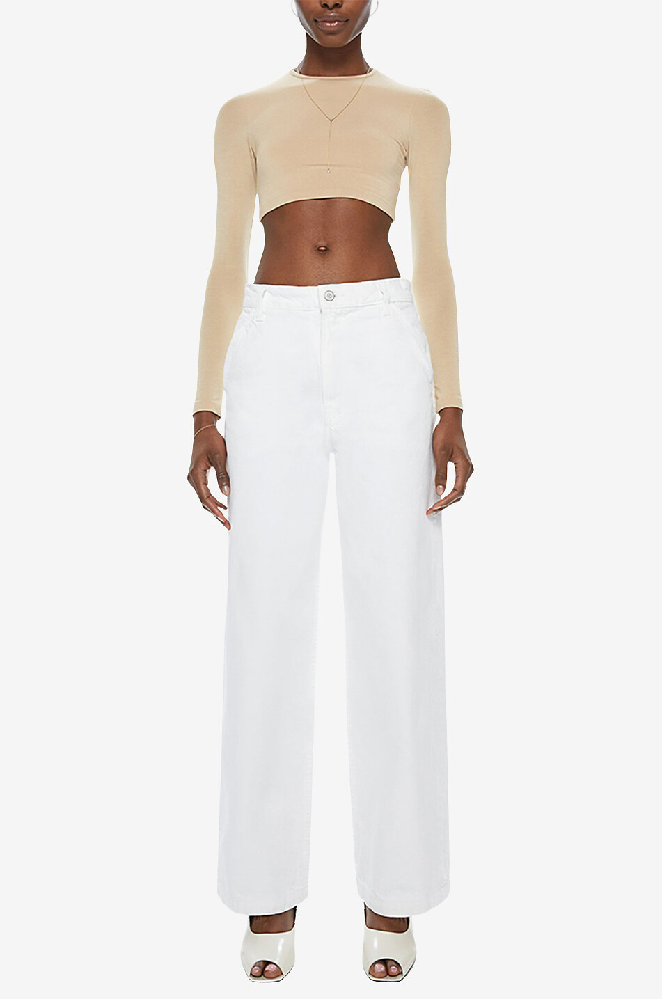 MOTHER Jean à jambes larges en coton The Fun Dip Utility Femme BLANC 3