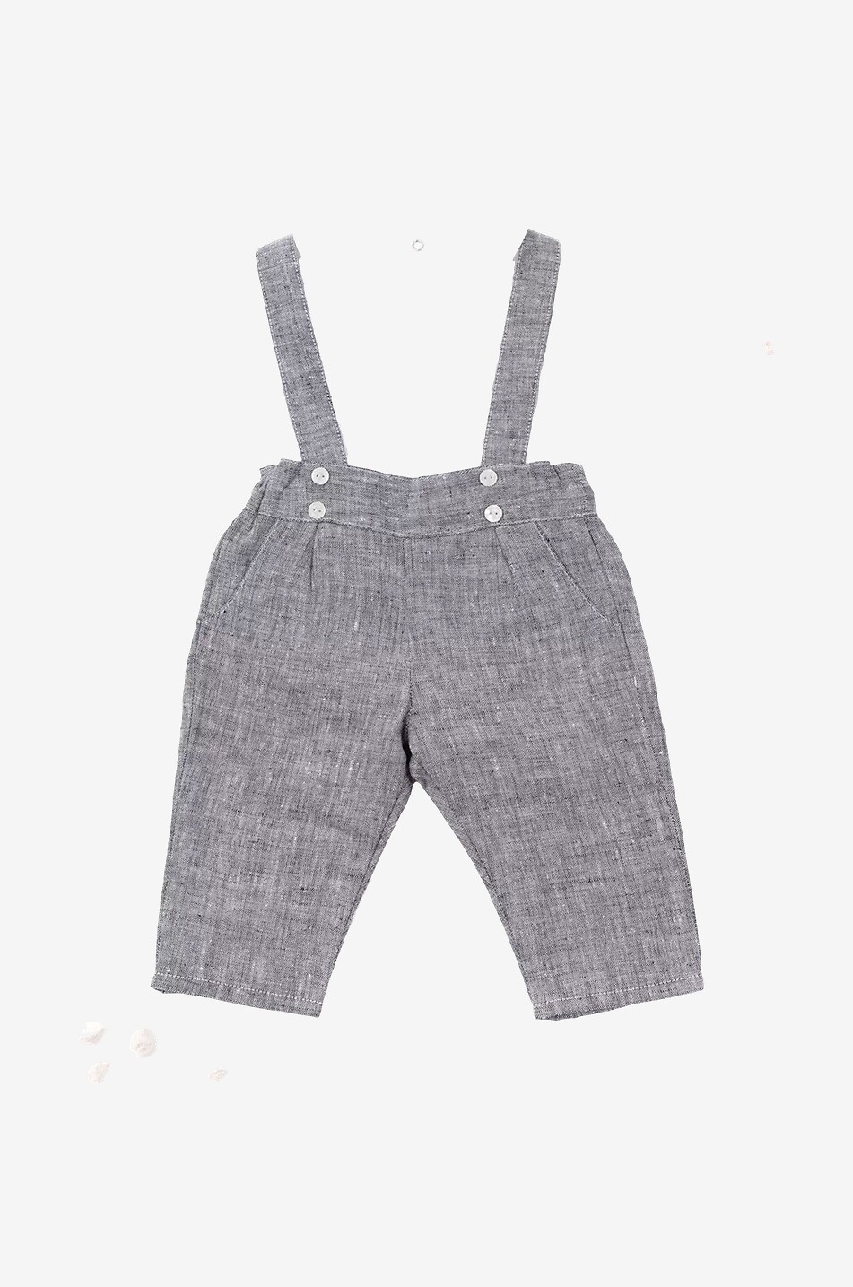 Pantalon en lin bébé à bretelles