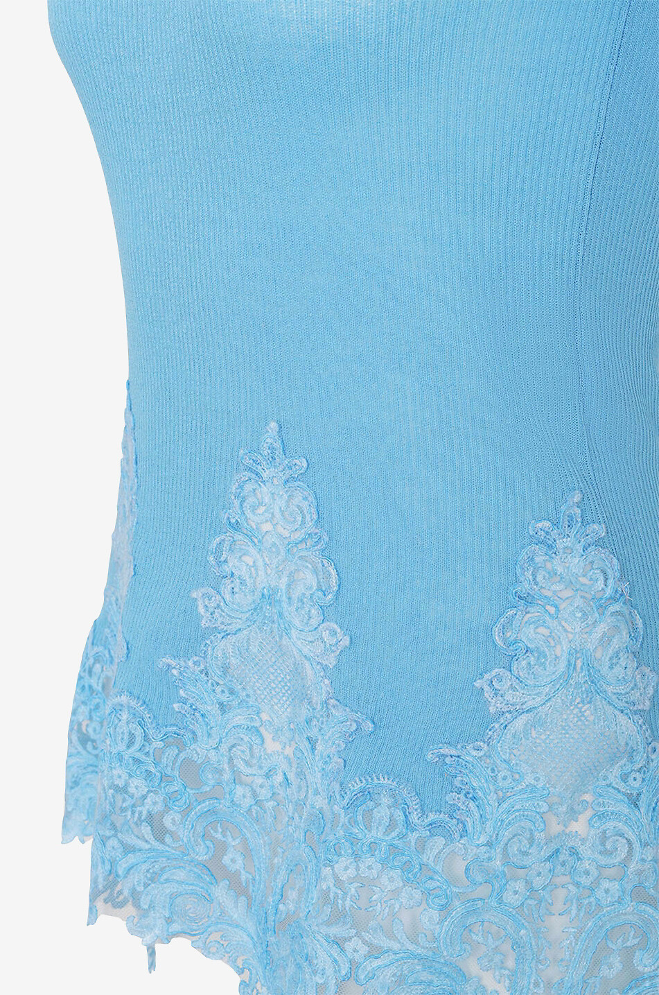T-shirt en maille côtelée et dentelle