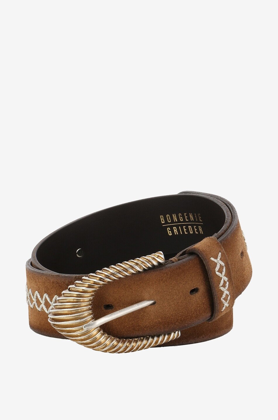 Ceinture en daim brodée de lurex - 35 mm