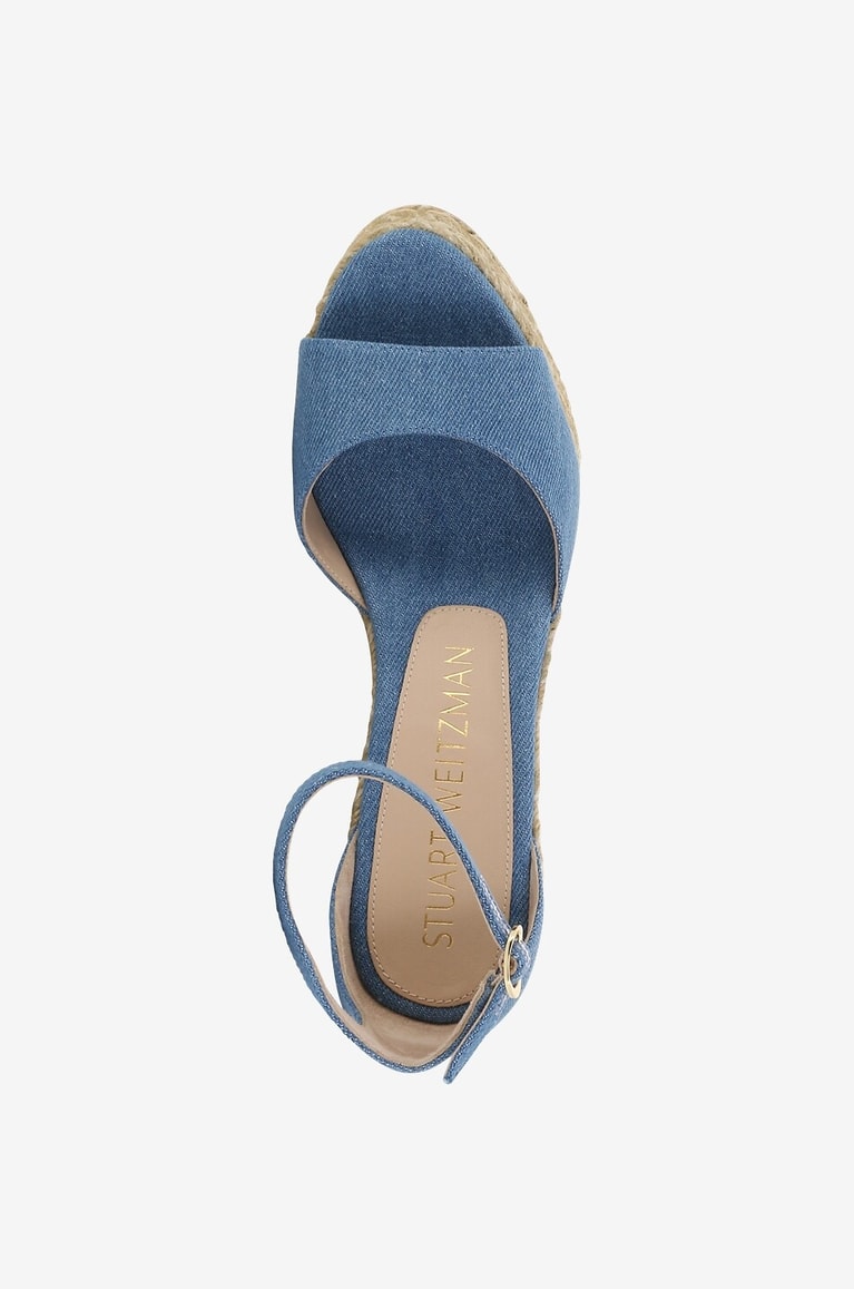 STUART WEITZMAN Nudiscurve 90 denim espadrille spirit wedge sandals Women LIGHT BLUE 5