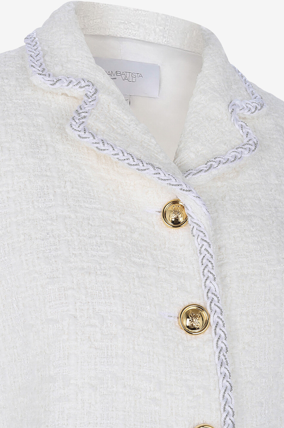 GIAMBATTISTA VALLI Cropped braid adorned tweed jacket Women WHITE 3
