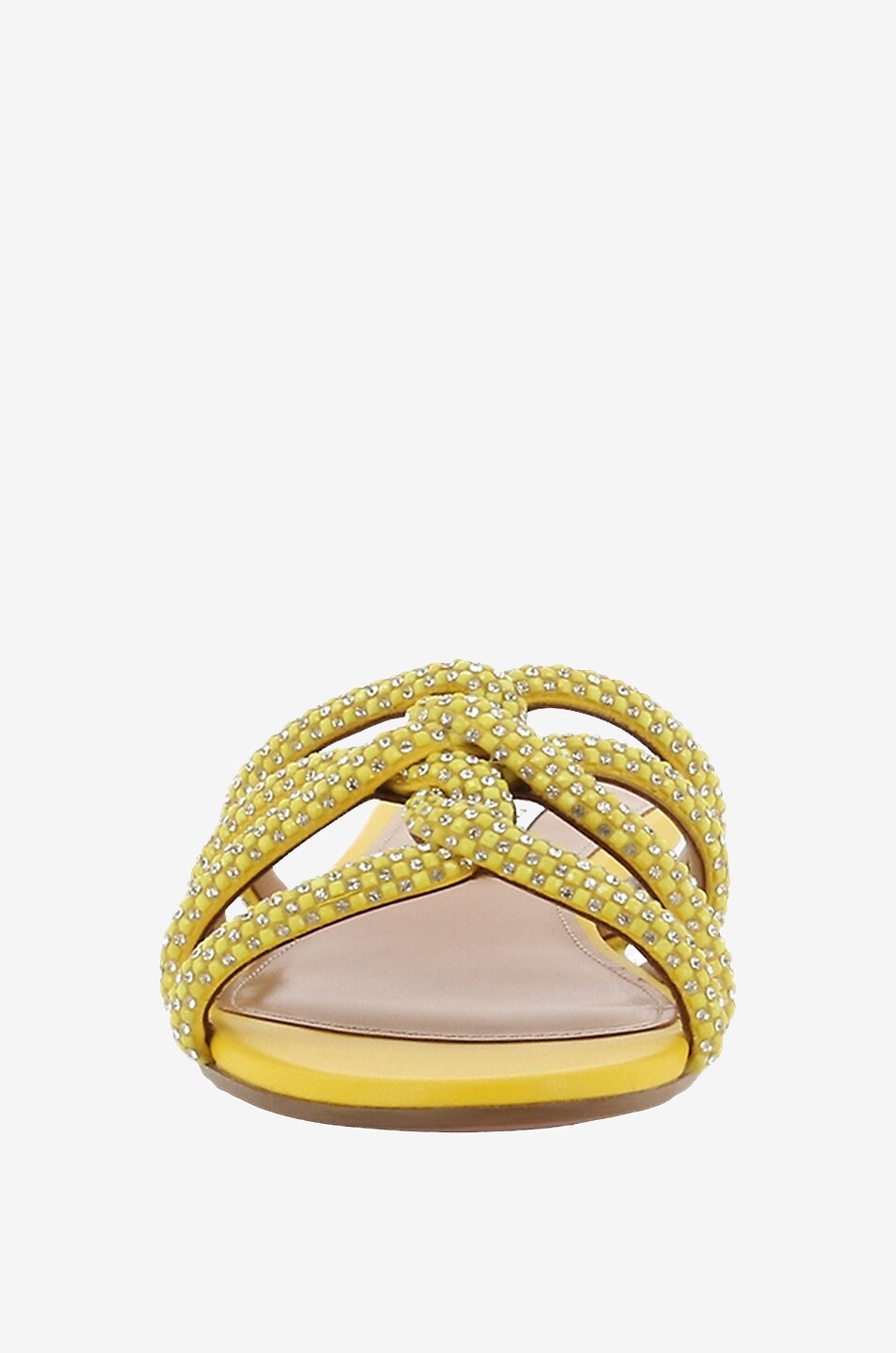 Moondust 10 flat nappa leather and crystal slides