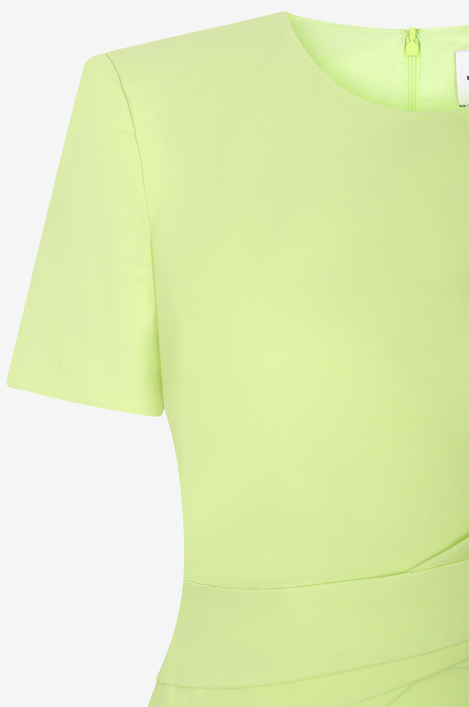 Drape detail adorned wool and silk sheath dress