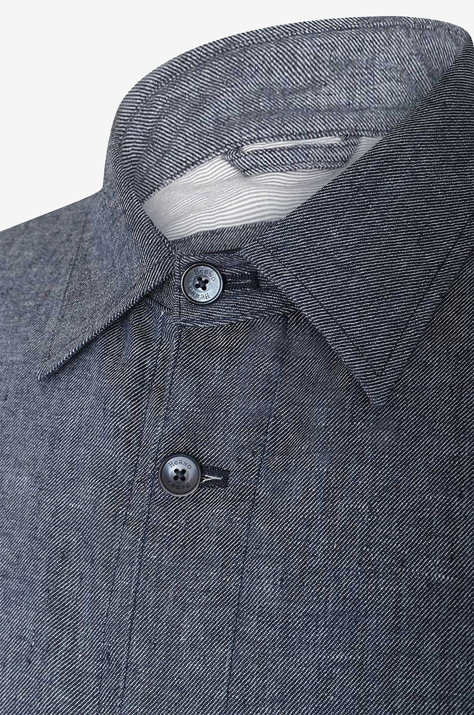 HERNO Langärmeliges Hemd aus Leinen Herren DUNKELBLAU 3