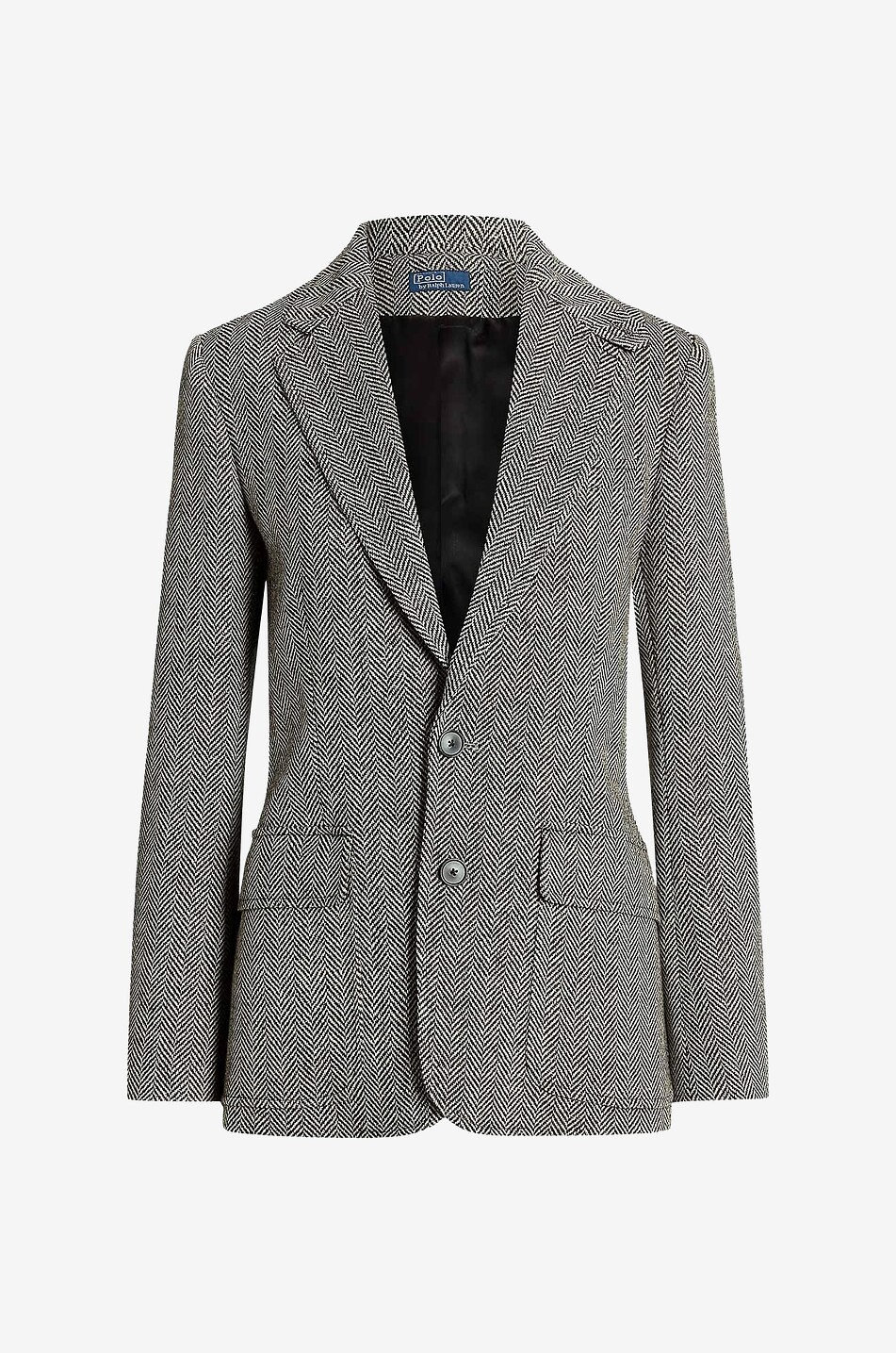 Blazer cintré à boutonnage simple en lin à chevrons