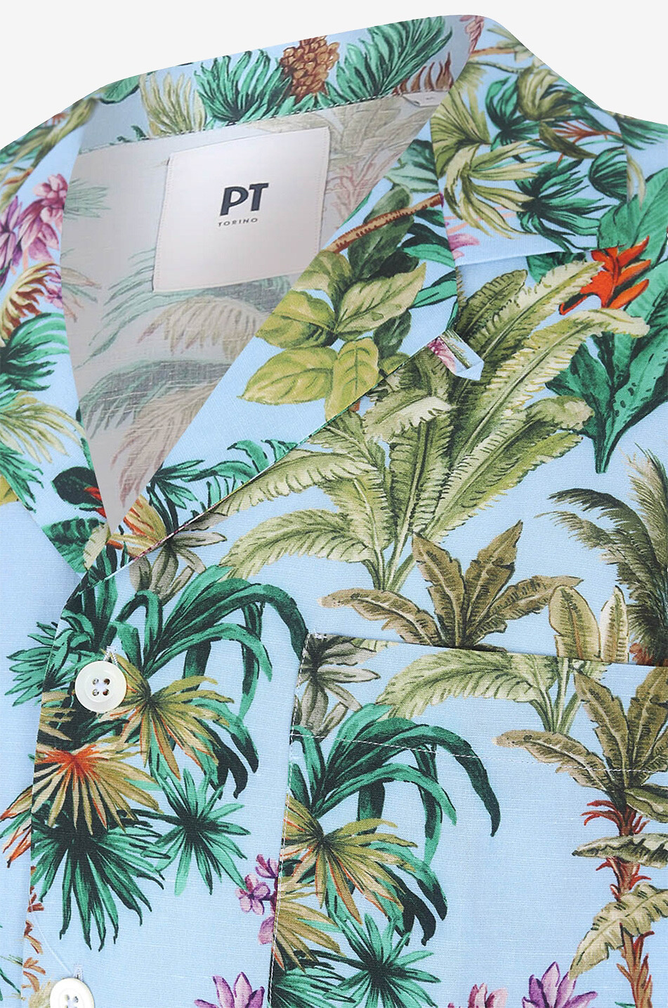 PT TORINO COLLECTION Viscose and linen short-sleeved shirt Men MULTI COLOURED 3