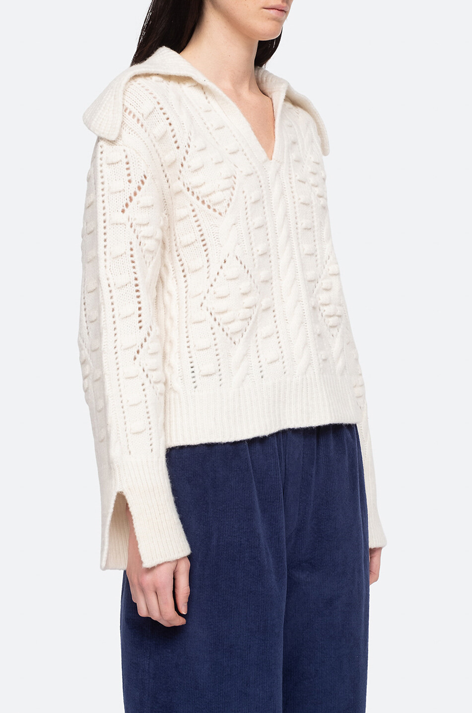 Cele wool patterned V-neck jumper