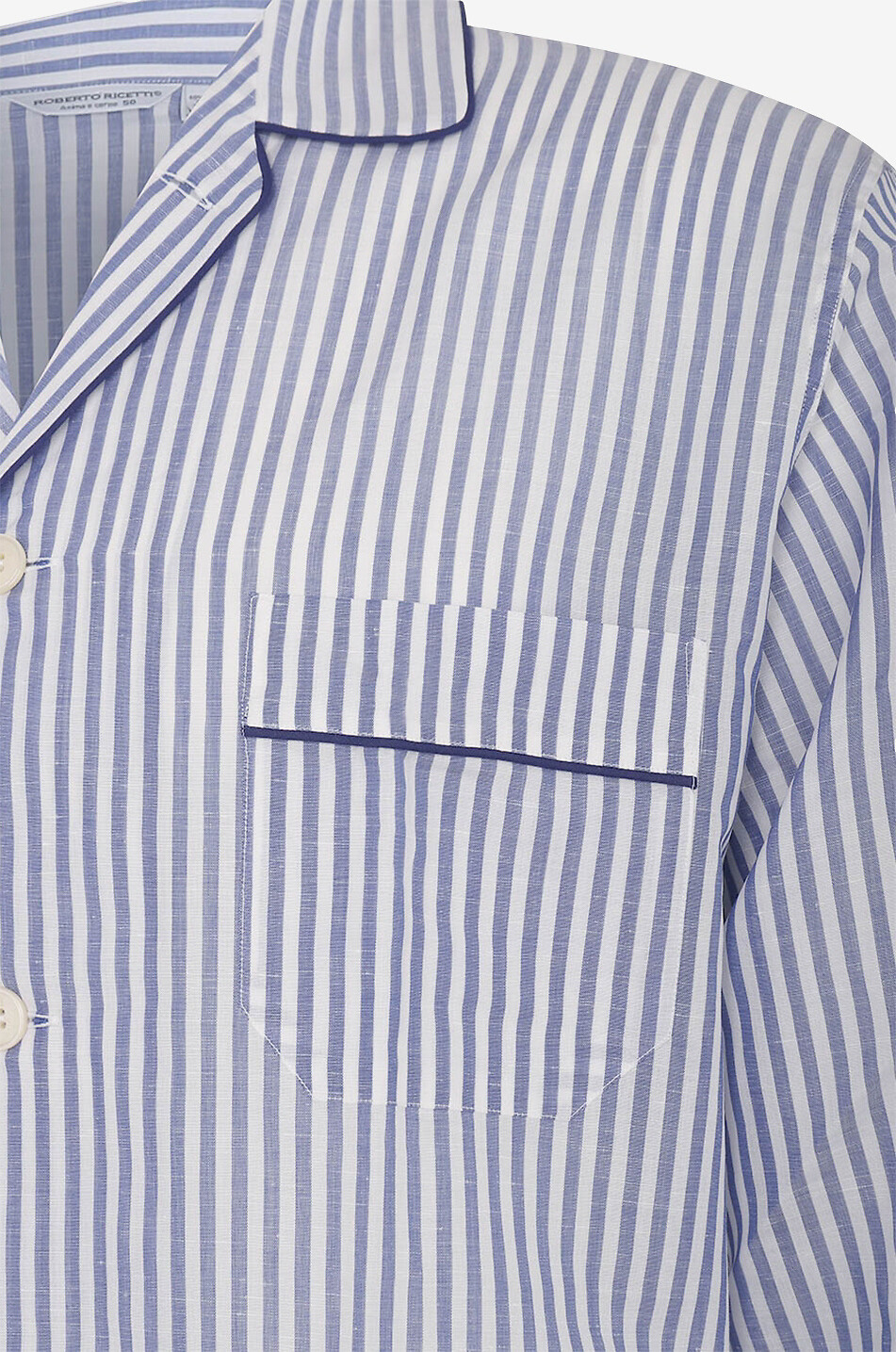 ROBERTO RICETTI Langer Pyjama aus Baumwolle und Leinen Venezia Herren MITTELBLAU 3