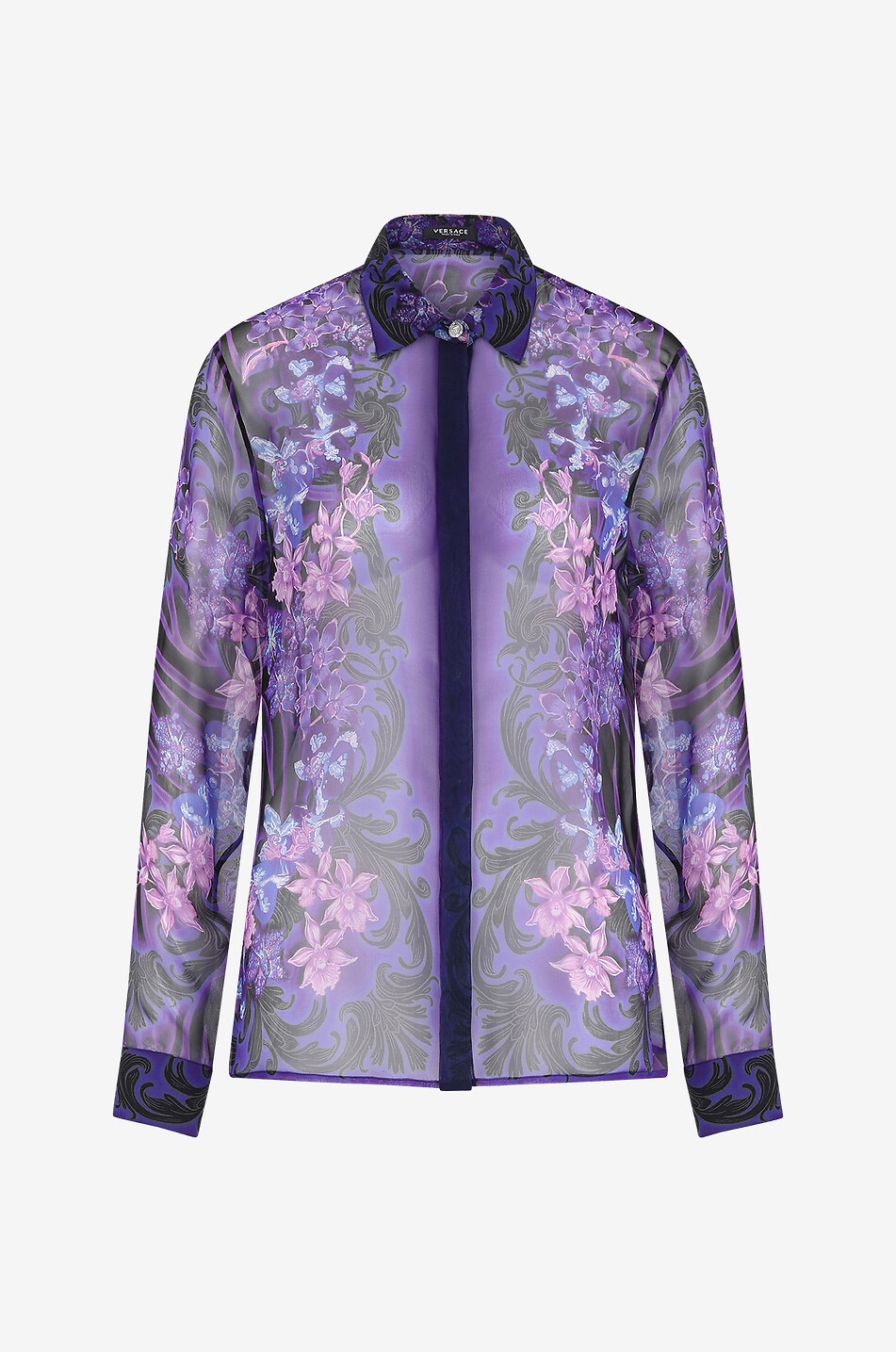 Bedrucktes Seiden-Musselin-Hemd Orchid Barocco