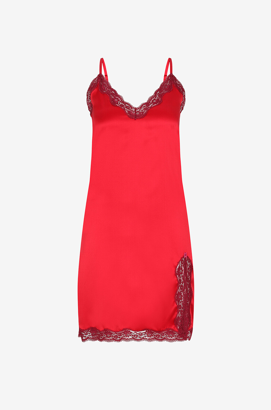 VANNINA VESPERINI Nuisette en satin de soie et dentelle Femme ROUGE 1