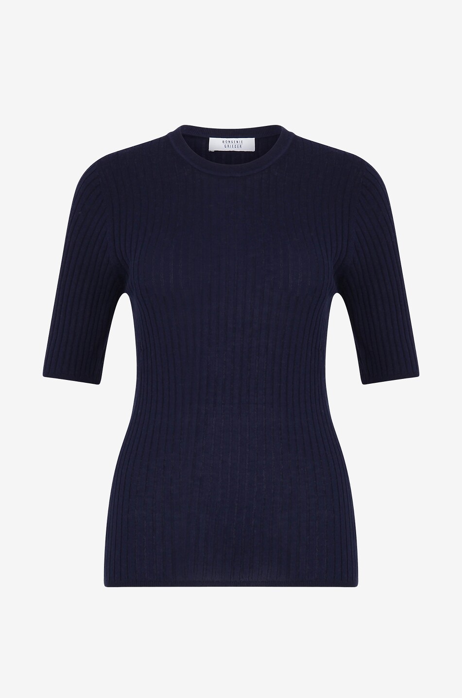 Rippstrick-Pullover aus Seide und Kaschmir mit kurzen Ärmeln