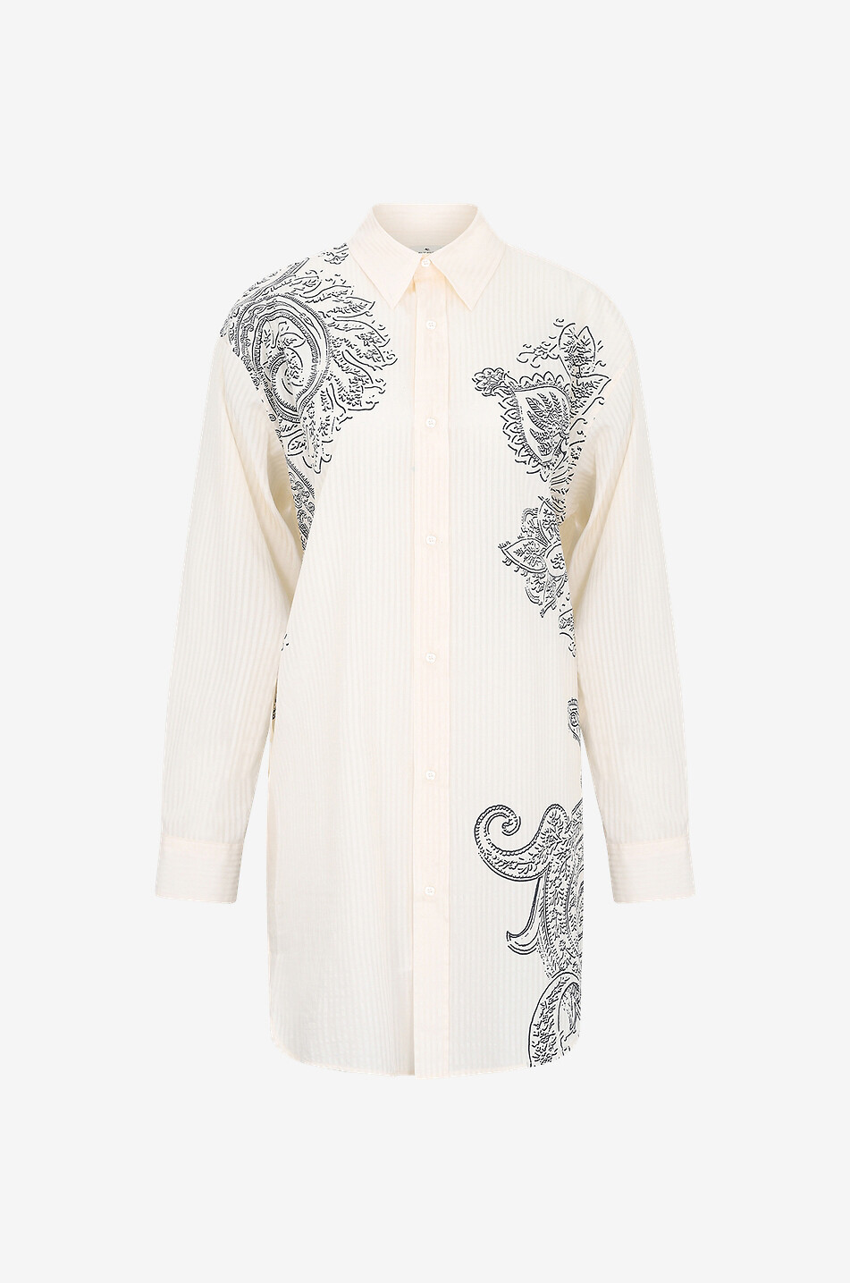 Gestreiftes Oversize-Hemd mit Print Paisley Placé