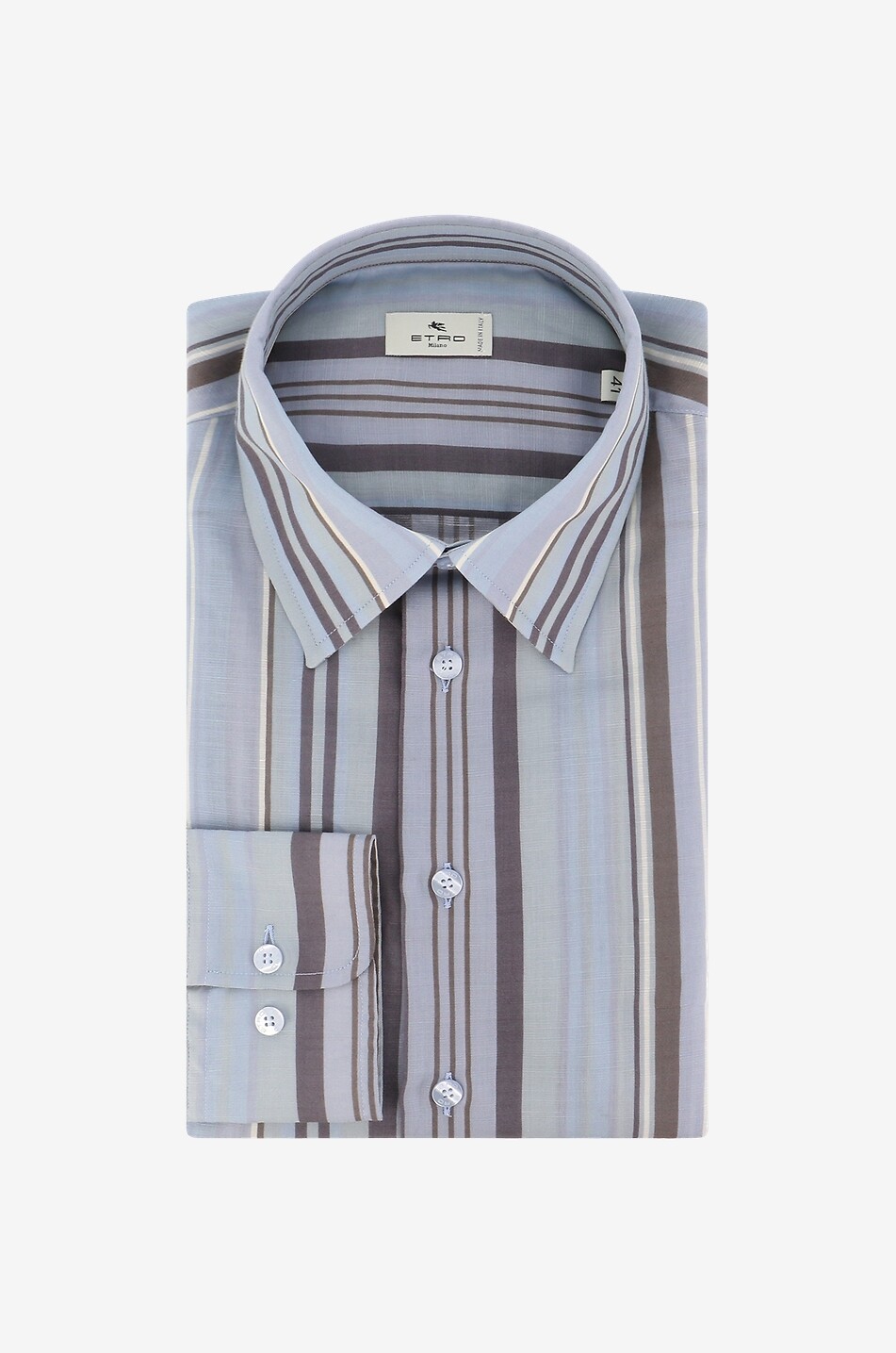 Gestreiftes Langarm-Hemd aus Leinen und Baumwolle