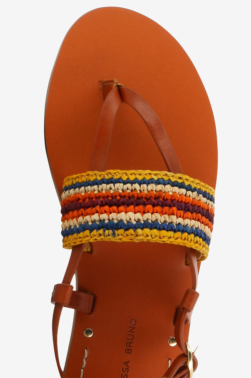 Sandales plates en cuir et raphia