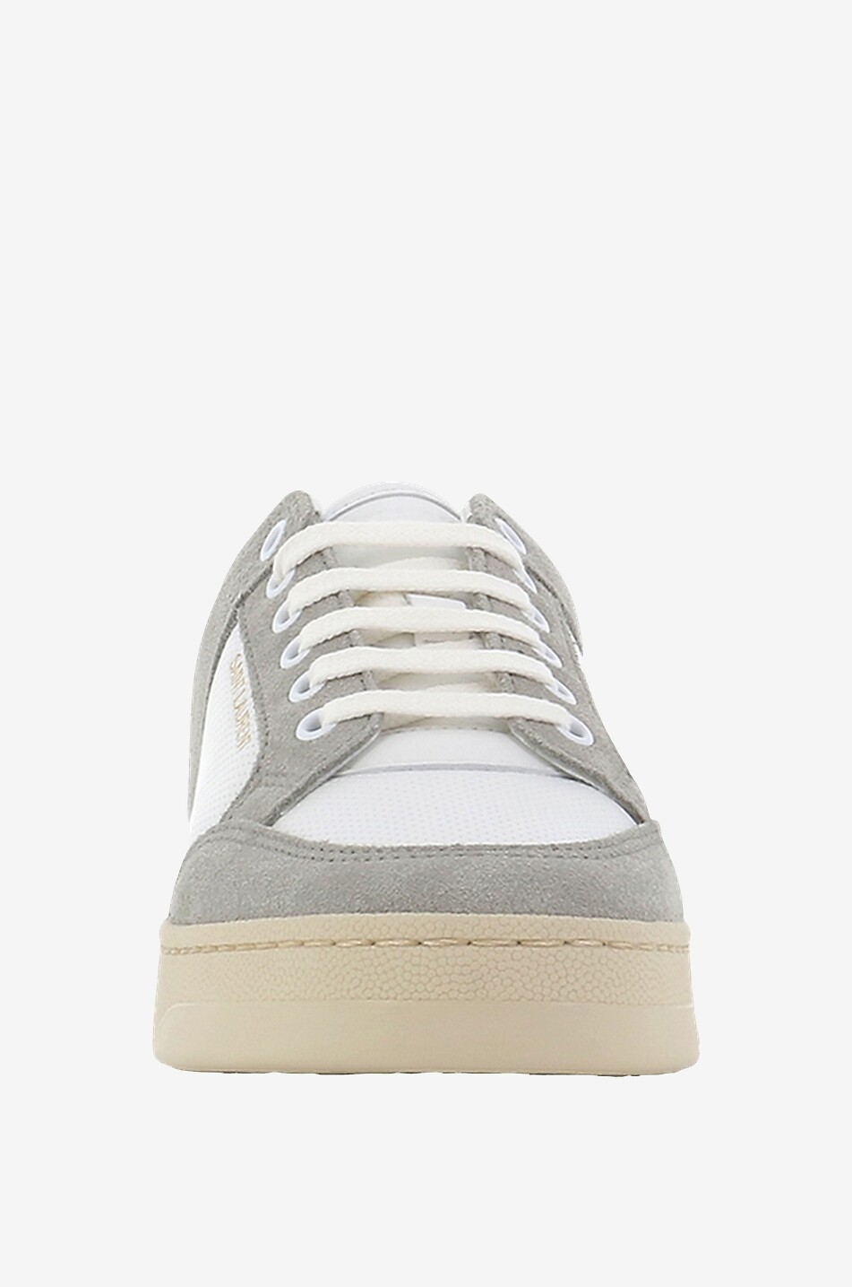 SL 61 smooth leather and suede low top lace up sneakers