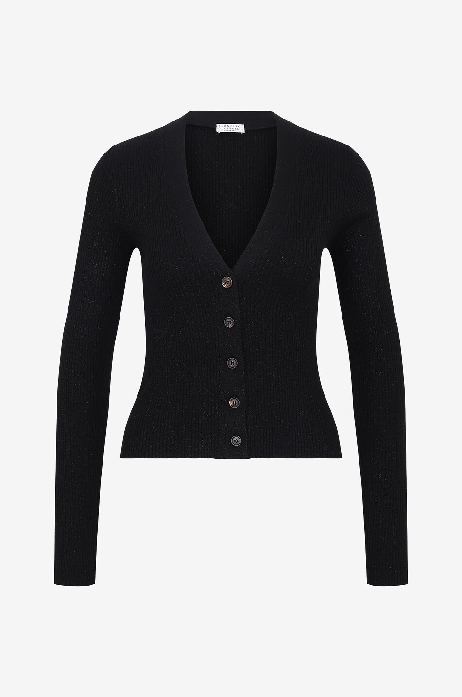 BRUNELLO CUCINELLI Schmaler Rippstrick-Cardigan aus Kaschmir und Seide Sparkling Damen SCHWARZ 1