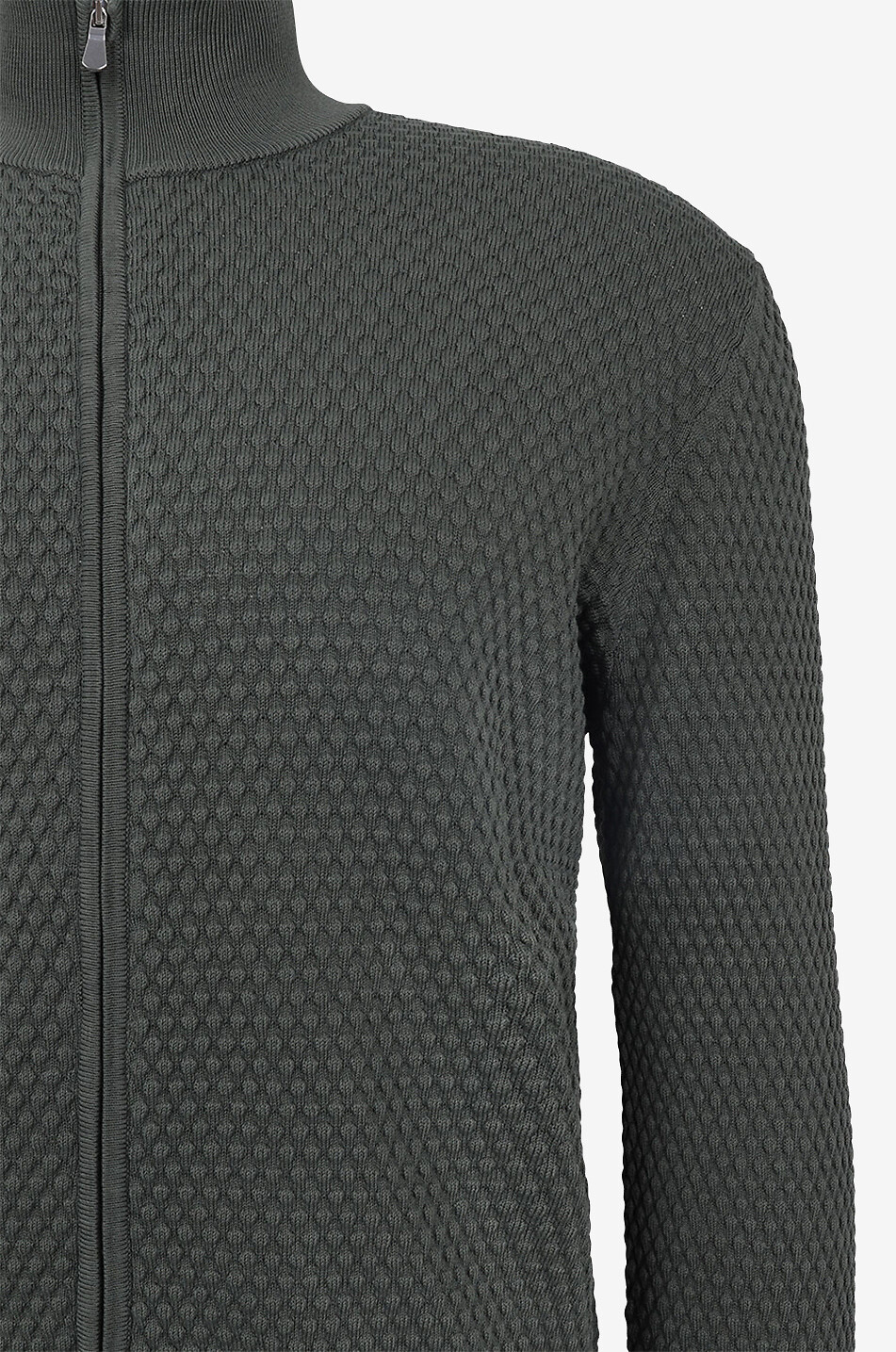 Cardigan aus Baumwolle mit Zip und Stehkragen