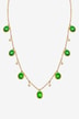 Collier en or jaune avec turquoise verte et diamants Cabochon