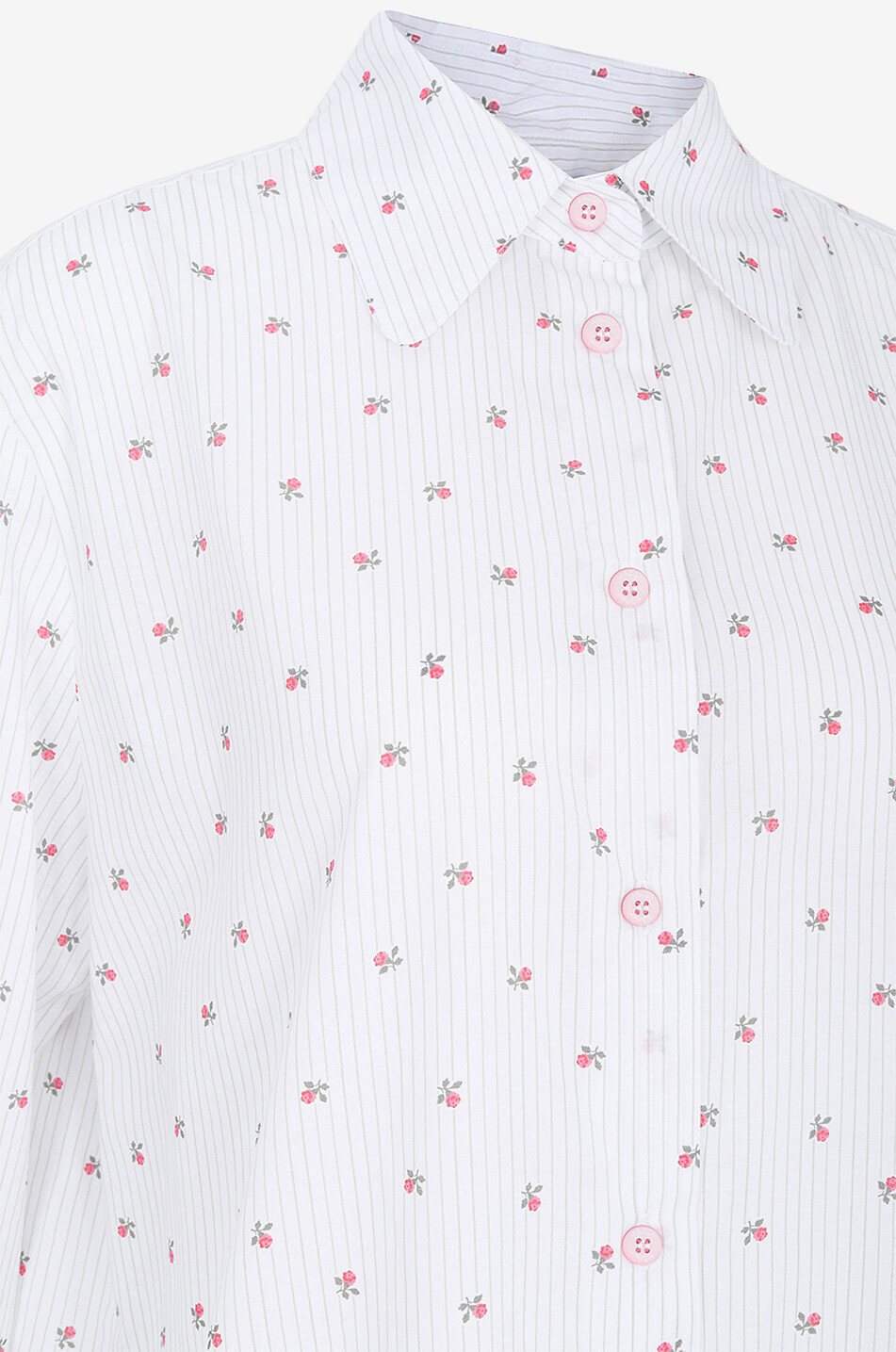 Chemise fleurie à manches longues en coton