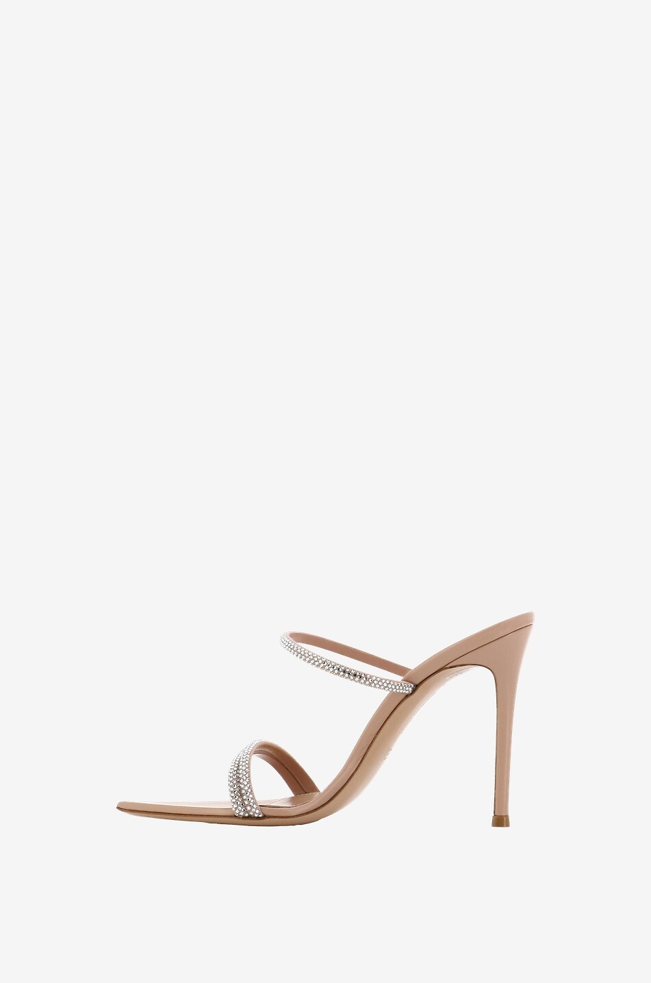 Mules à talon scintillantes en daim et cuir Cannes 105