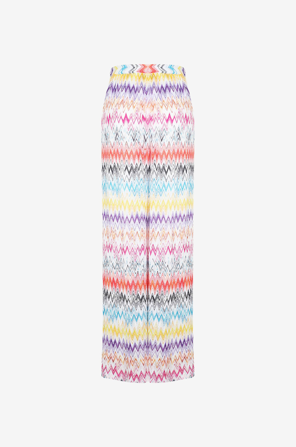 Pantalon large raccourci en maille ajourée à chevrons