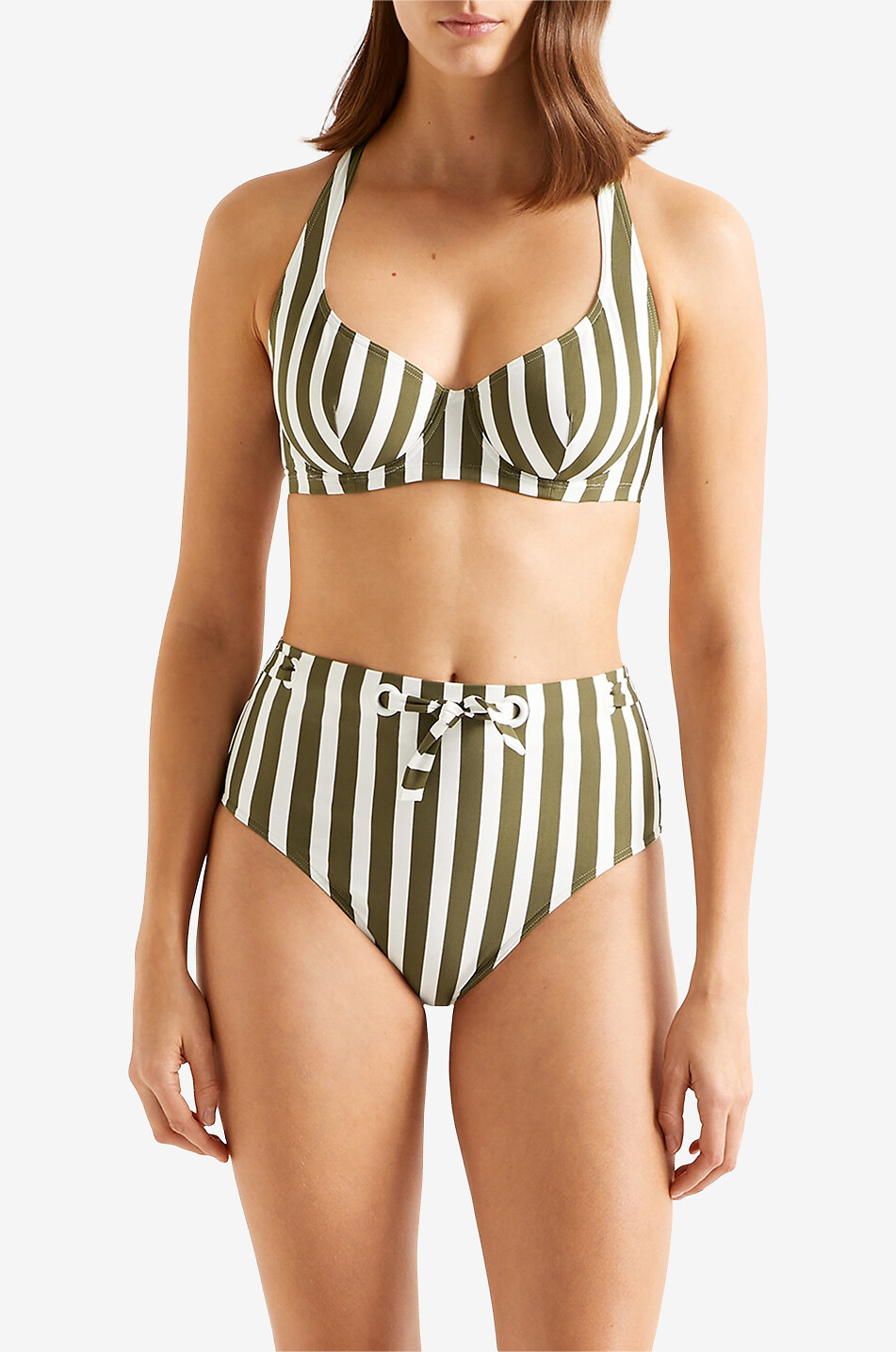 Gestreiftes Bikinihöschen mit hohem Bund Encanta