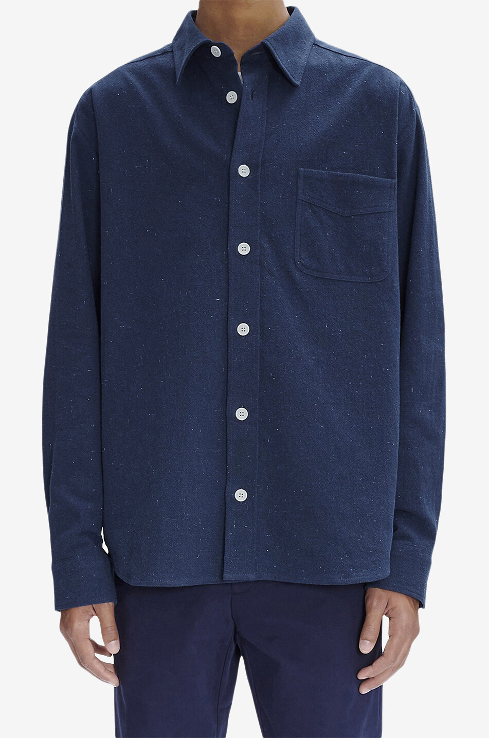 A.P.C. Aston mottled flannel shirt jacket Men DARK BLUE 2
