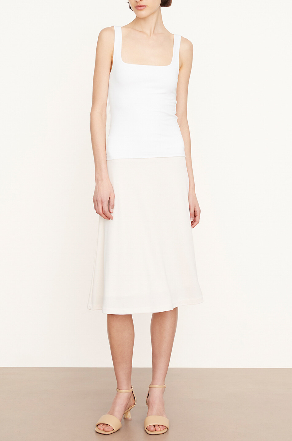 VINCE Plain pima cotton tank top Women WHITE 3