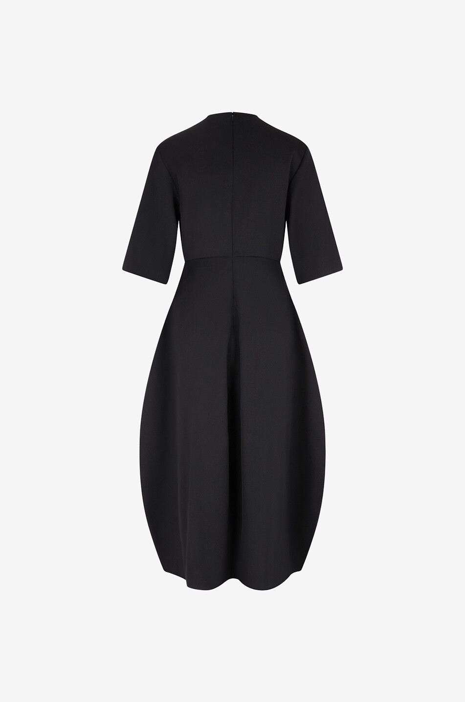 FABIANA FILIPPI Wool twill V-neck flared midi dress Women BLACK 2