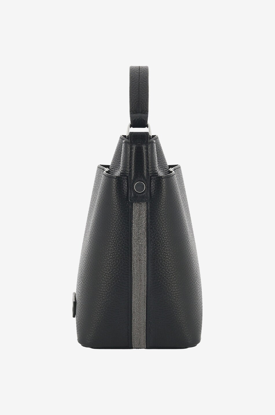 FABIANA FILIPPI Kleine Bucket-Tasche aus genarbtem Leder mit Perlen Damen SCHWARZ 4