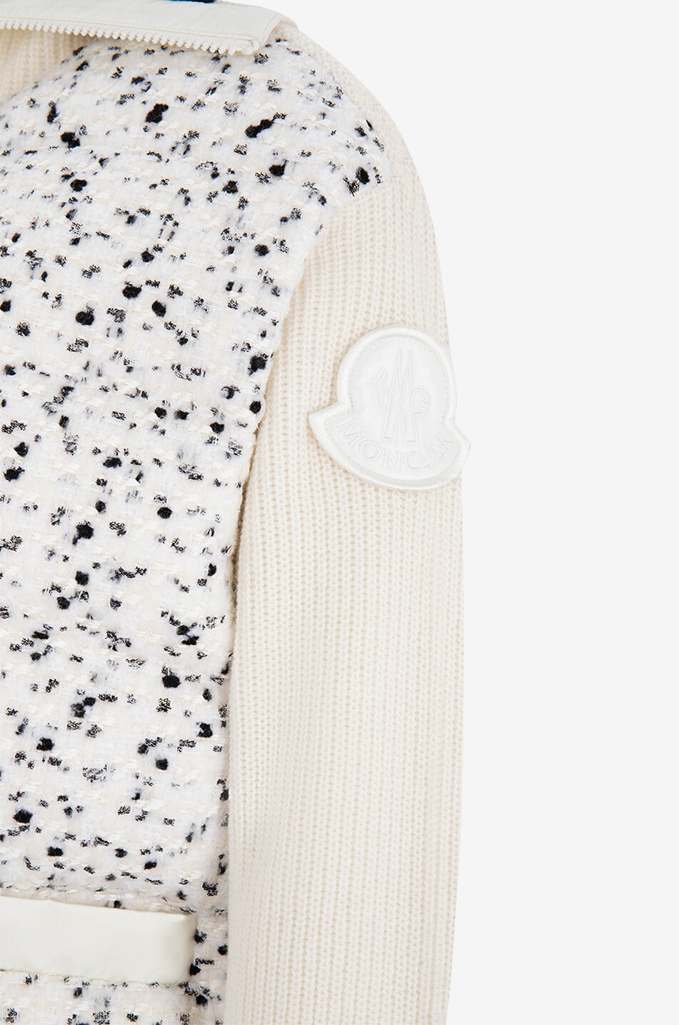 MONCLER Cardigan zippé en tweed et laine Femme BLANC 3