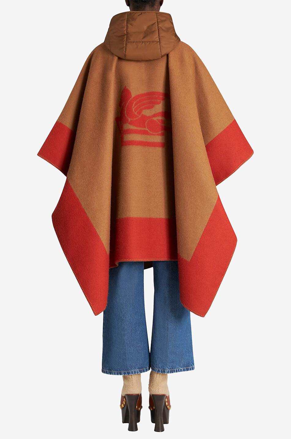 ETRO Cape colour block à capuche Pegaso Femme MARRON CLAIR 4