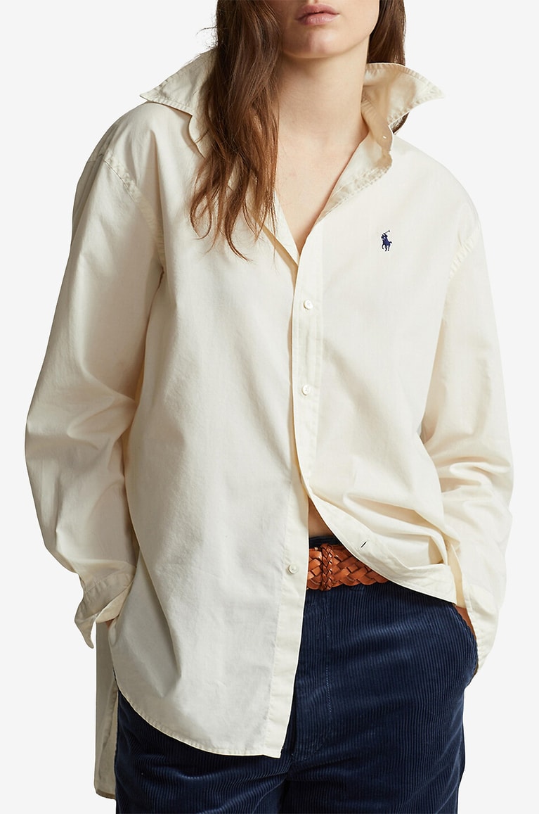 POLO RALPH LAUREN Pony oversize cotton twill shirt Women BEIGE 2