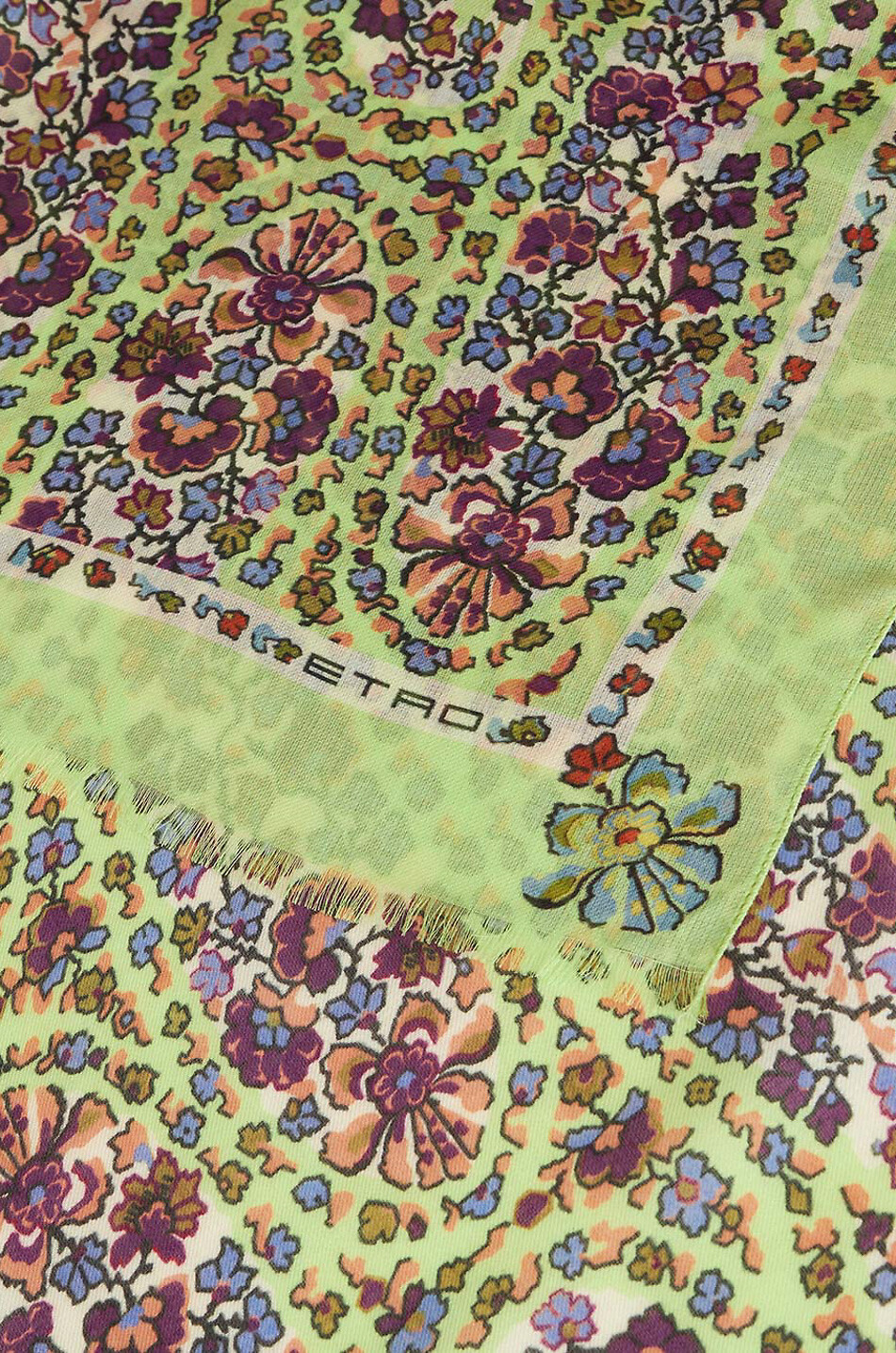 ETRO Petite écharpe tissée Micro Floral Paisley Calcutta Femme VERT 2