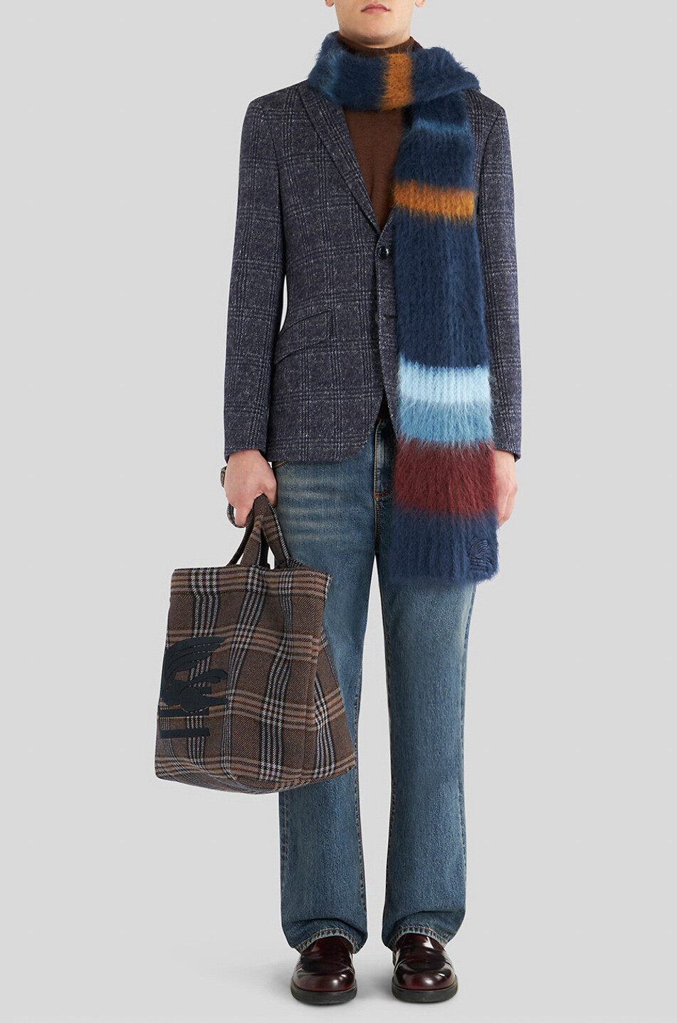 ETRO Checked warm jersey blazer Men DARK BLUE 3