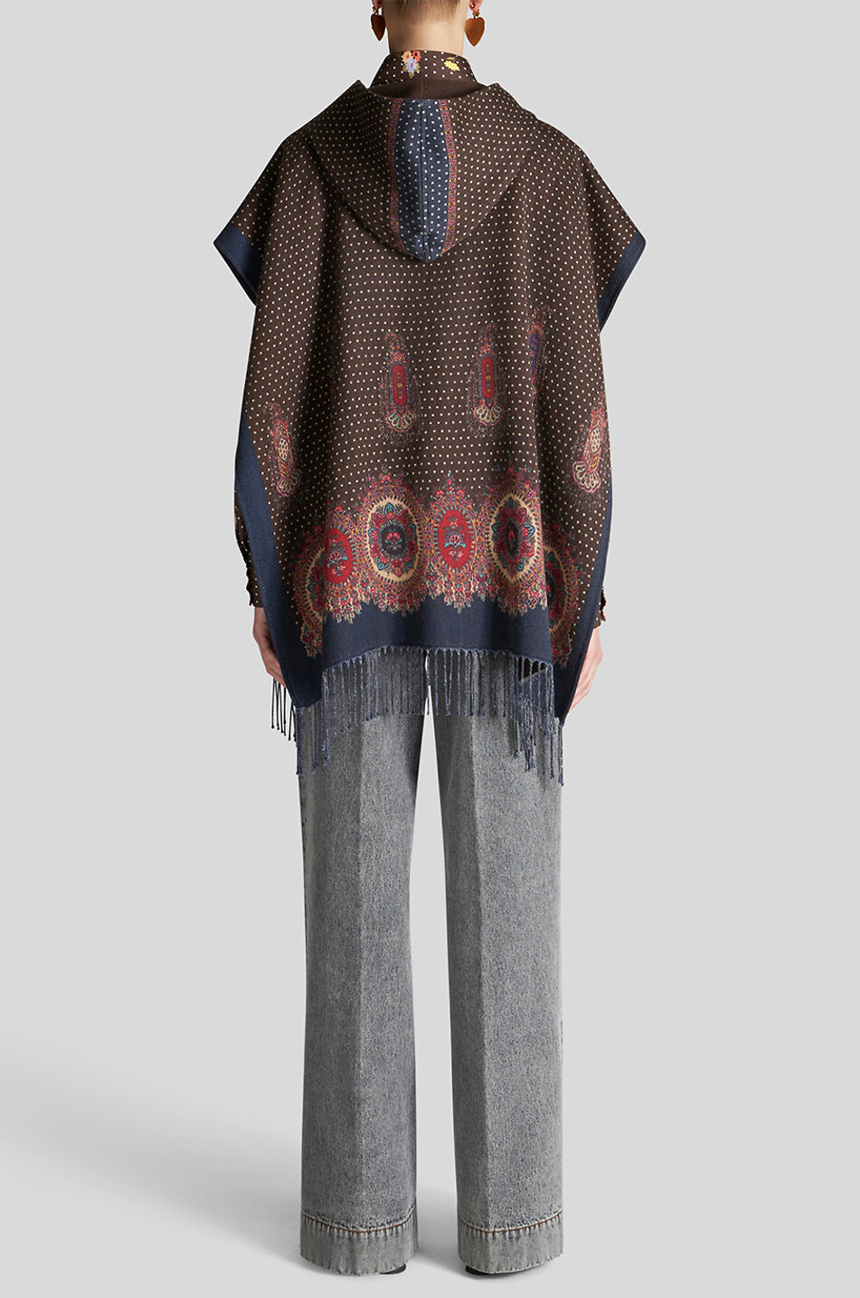 ETRO Cape jacquard à capuche motif médaillons et pois Femme CAMEL 5