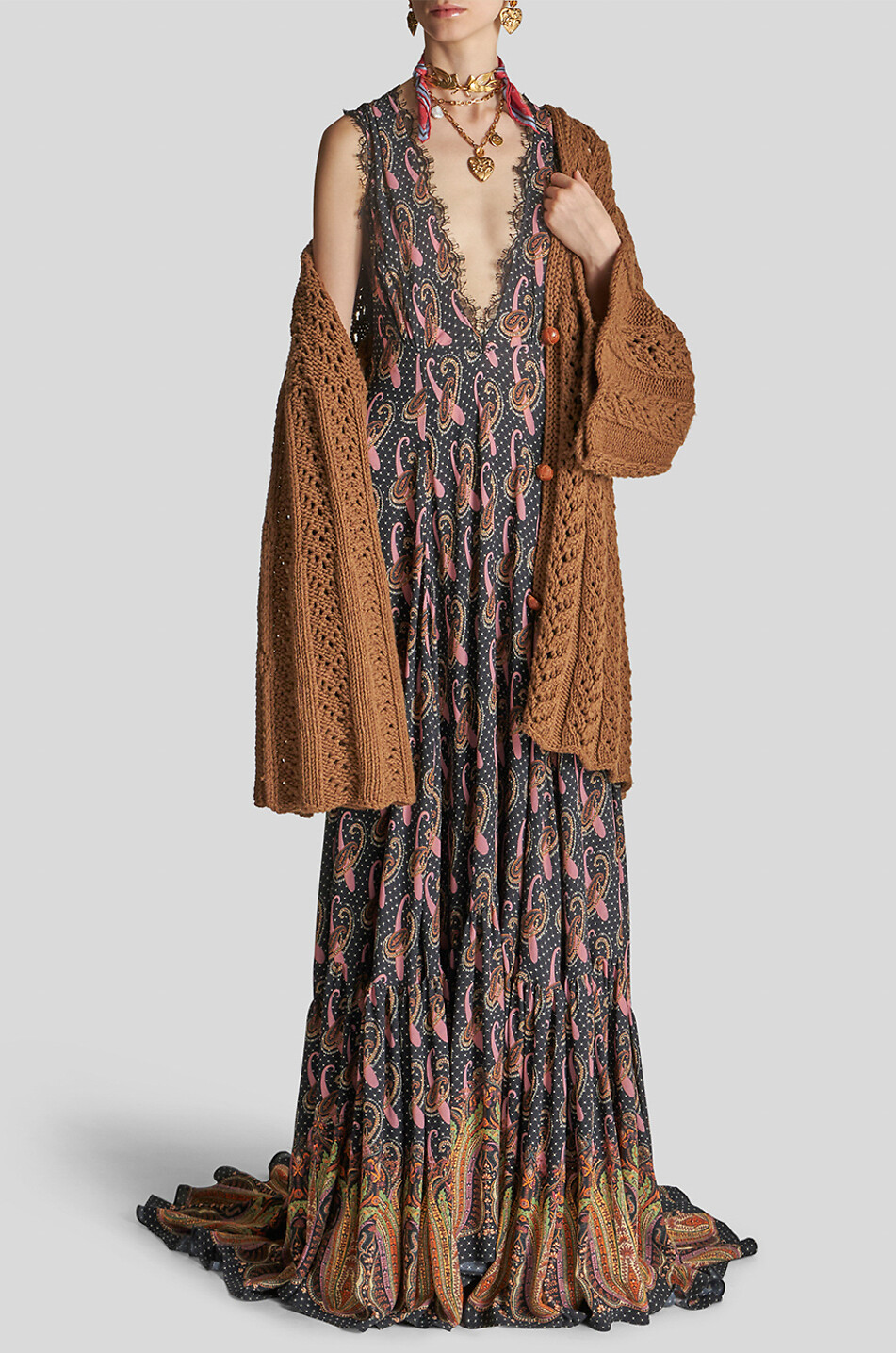 Dicker Oversize-Lochstrick-Cardigan mit ausgestellten Ärmeln