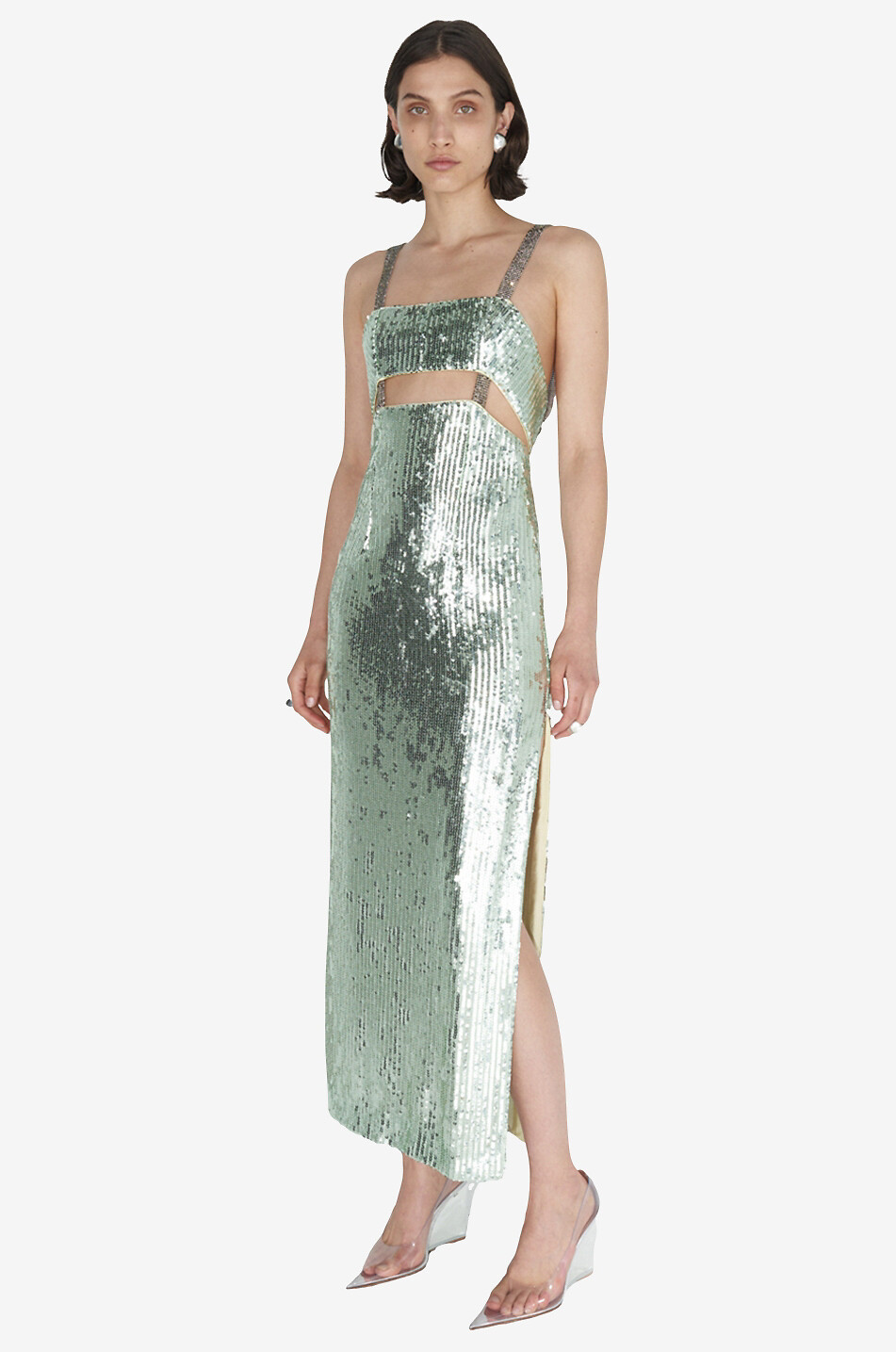 GALVAN LONDON Robe longue à sequins Rebecca Femme VERT CLAIR 3