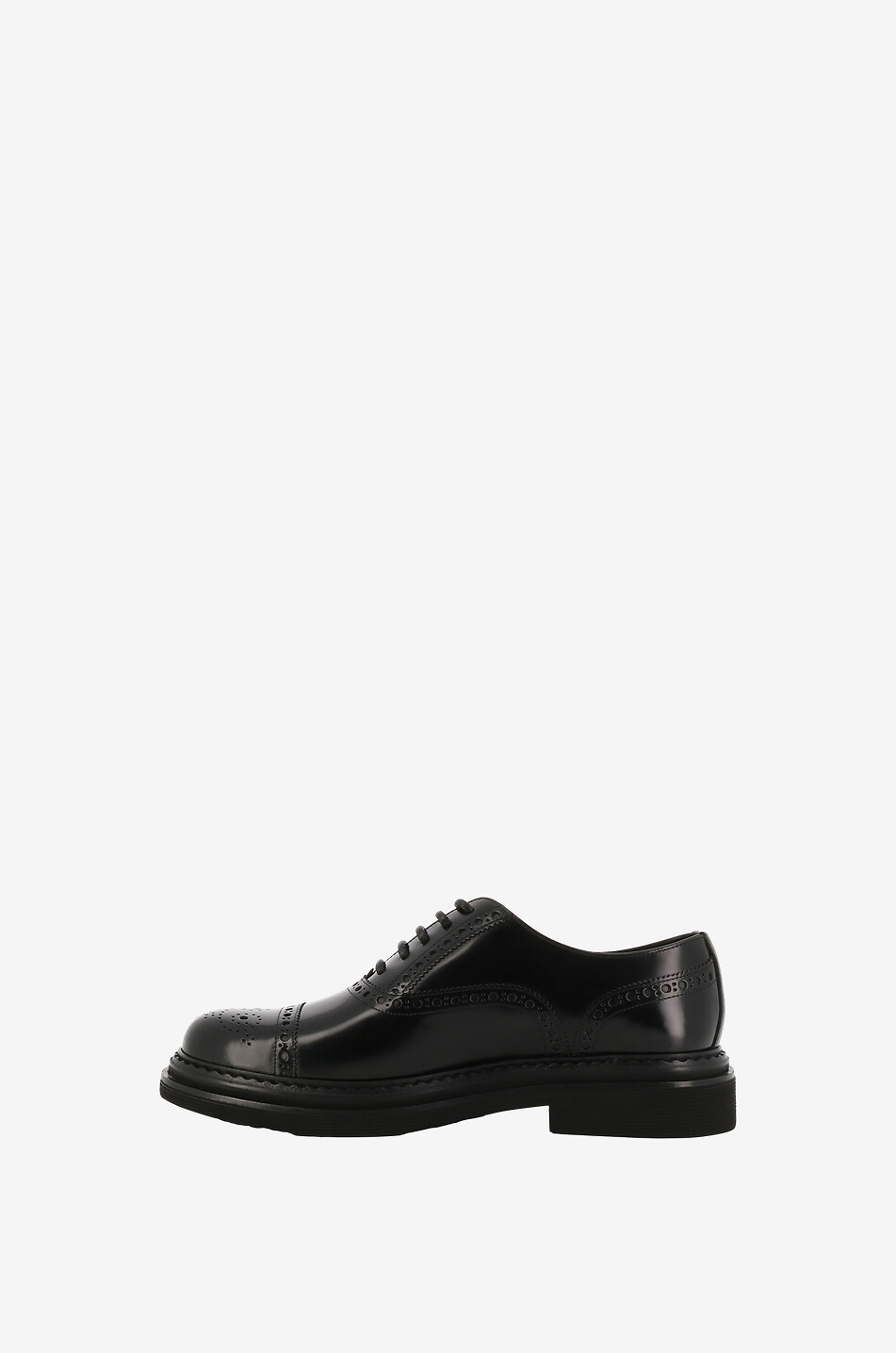 Brushed perforated leather lace-up shoes