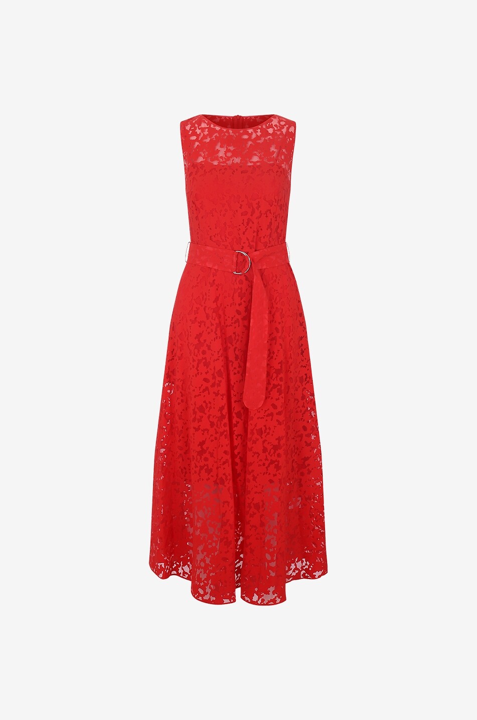 Robe midi en dentelle sans manches