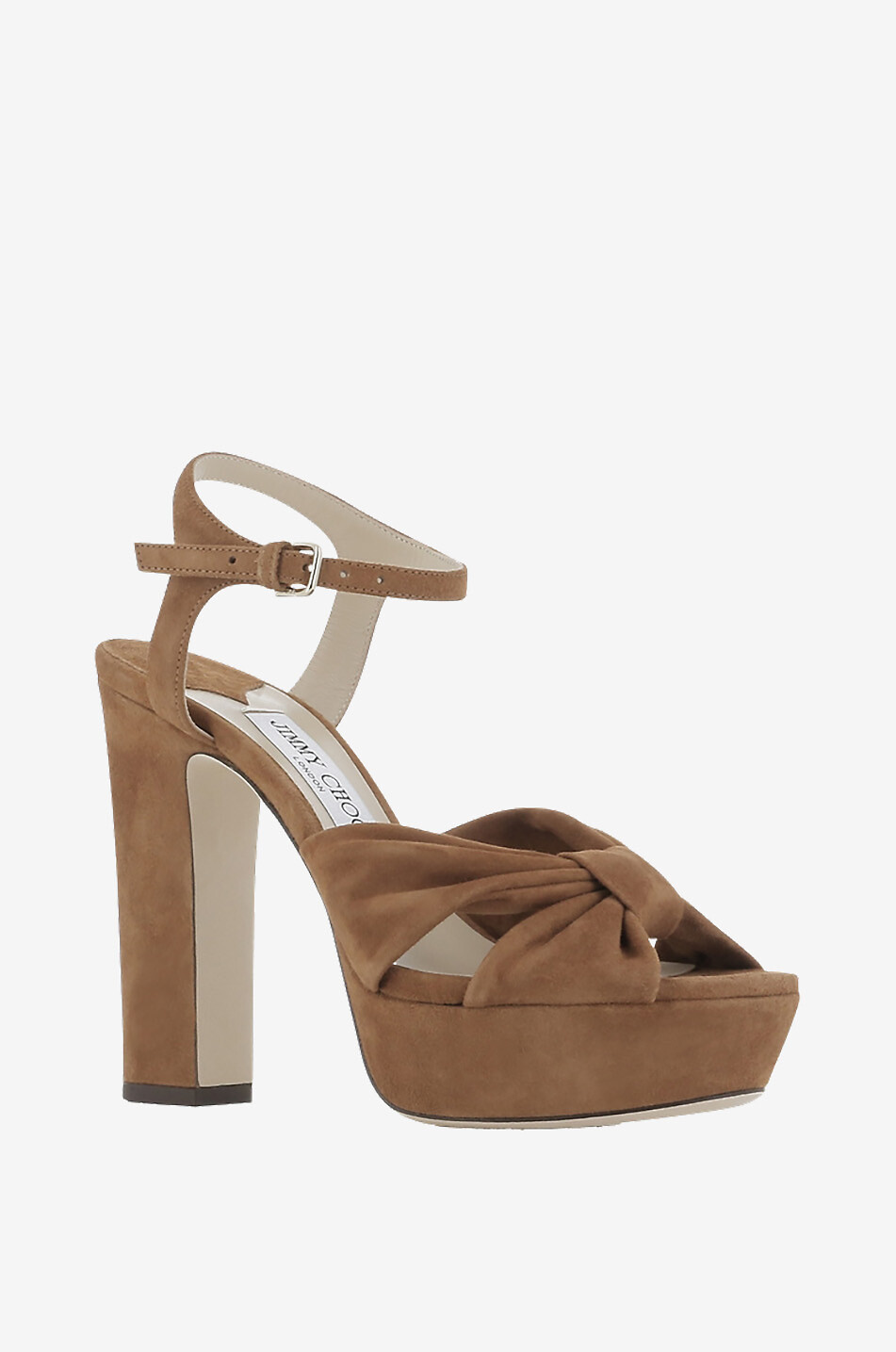 JIMMY CHOO Sandales à plateau en daim Heloise 120 Femme MARRON 1