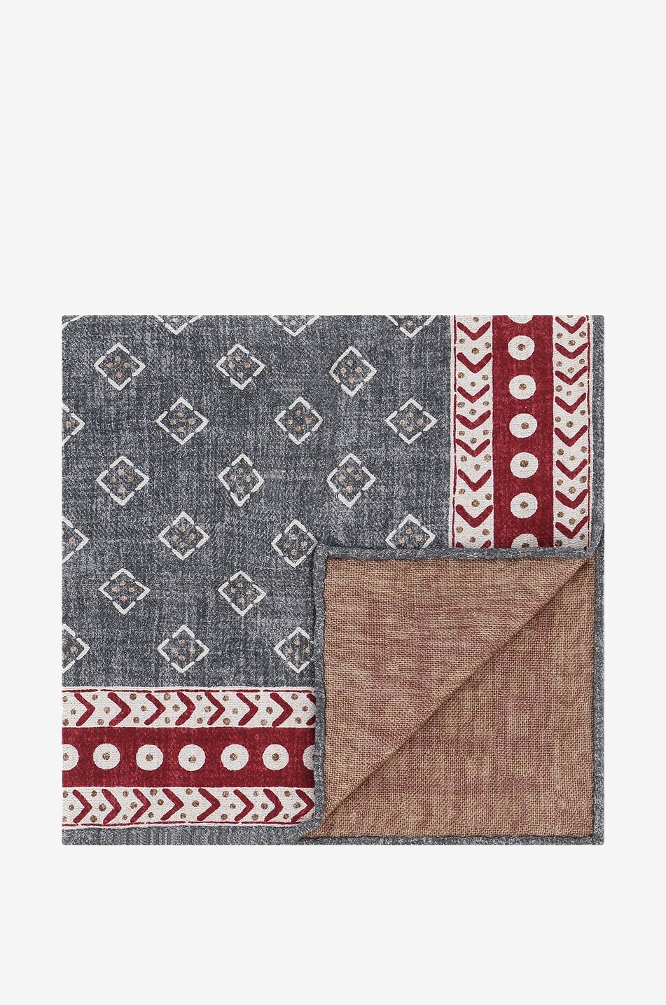 BRUNELLO CUCINELLI Seiden-Einstecktuch mit geometrischen Motiven Herren MITTELGRAU 2