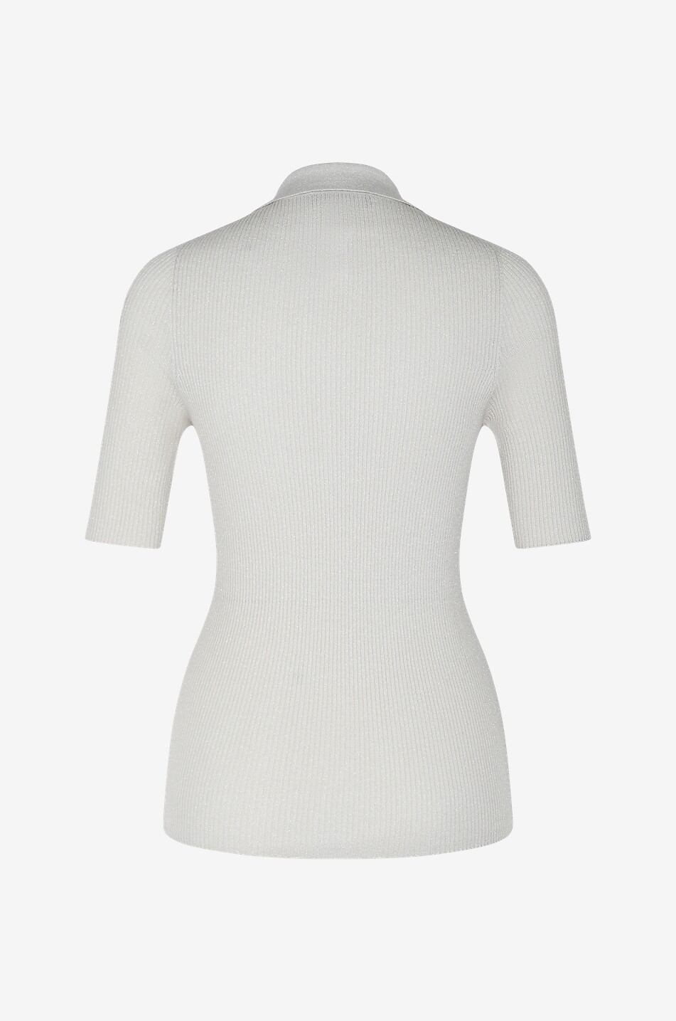 FABIANA FILIPPI Glittering knit short-sleeved polo shirt Women Light beige 2