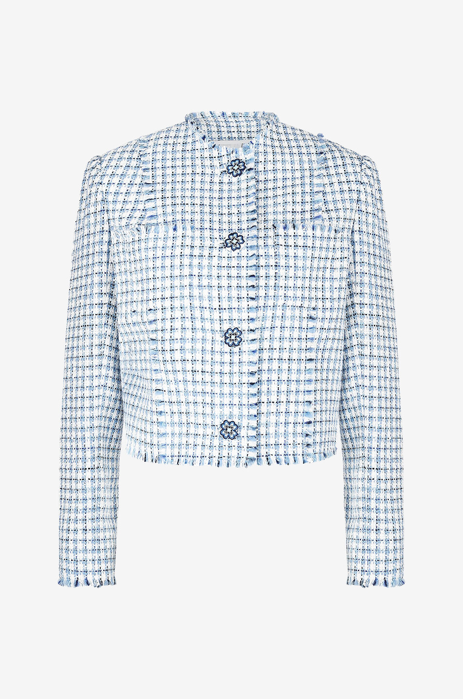 Kurze Tweed-Kostümjacke Flower Buttons