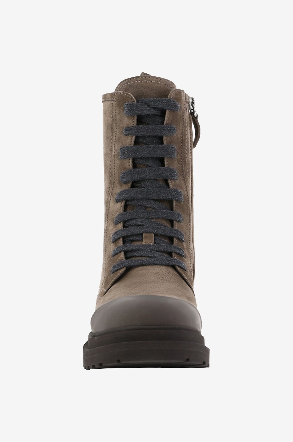 BRUNELLO CUCINELLI Monile adorned lace-up bi-material ankle boots Women BROWN 2