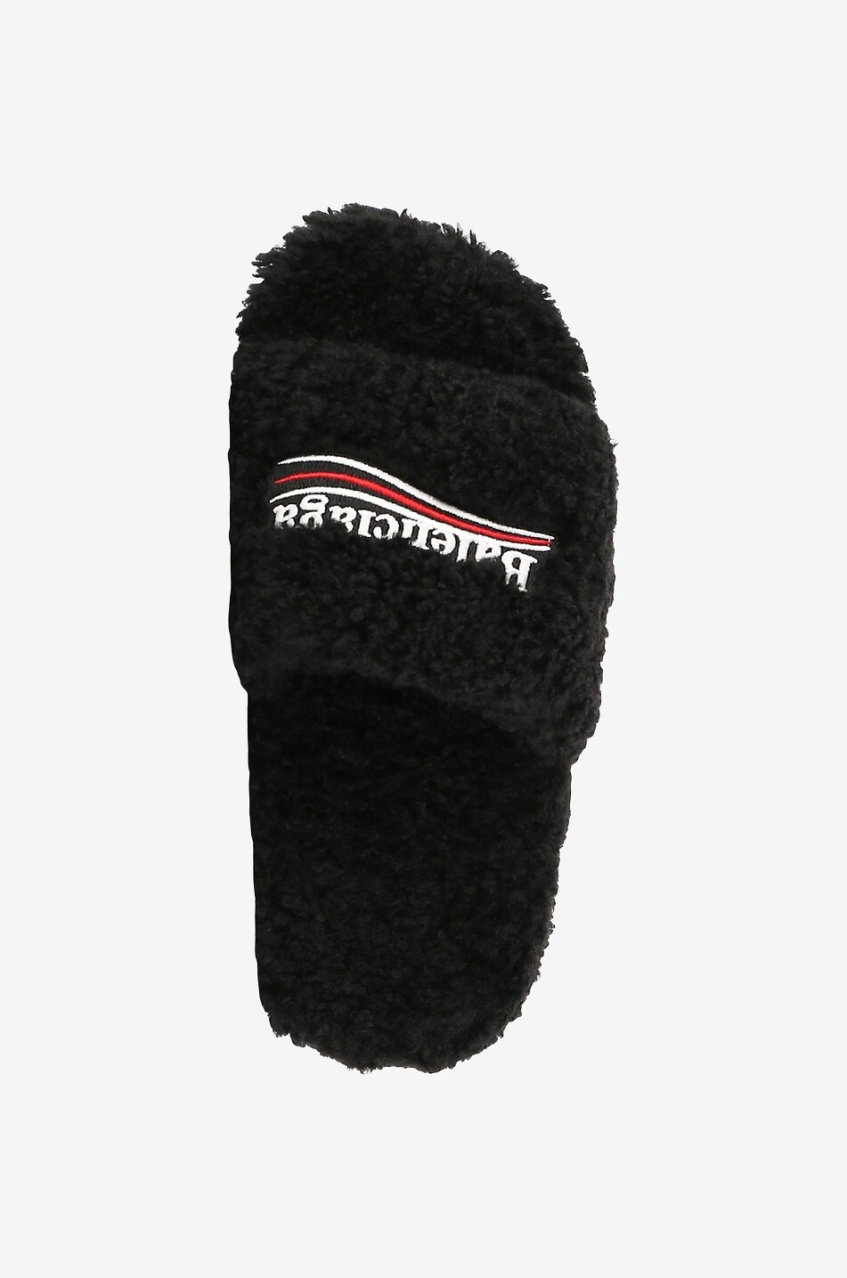 BALENCIAGA Mules plates duveteuses Furry Slide Political Campaign Femme NOIR 5