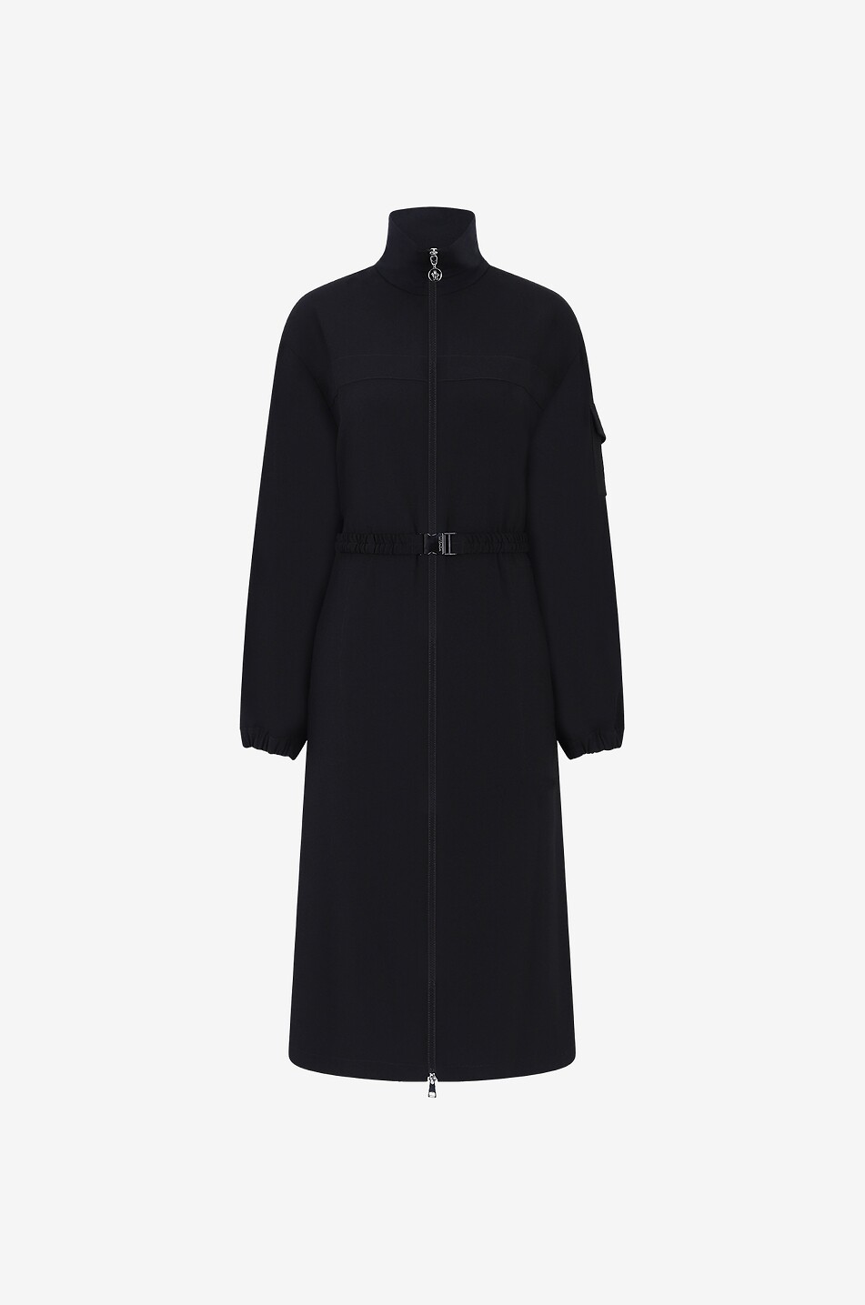 MONCLER Midi cady dress with stand-up collar and cargo pocket Women BLACK 1